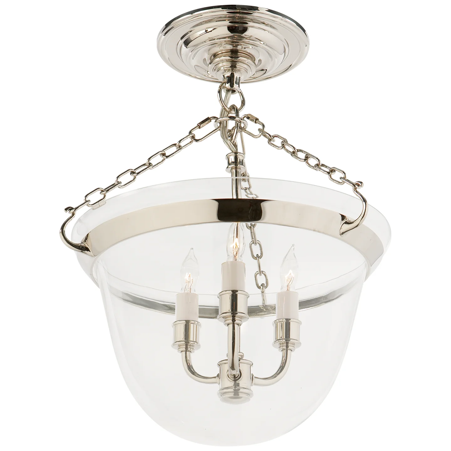 Country Bell Jar Three Light Semi-Flush Mount - Image 1