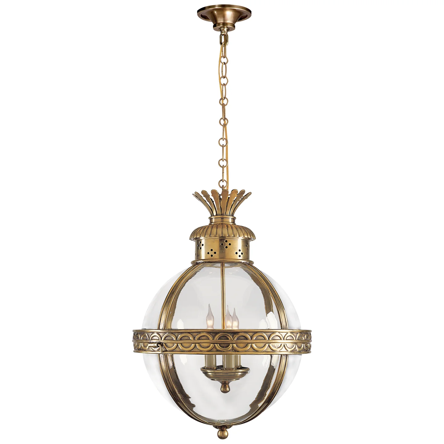 Crown Top Globe Three Light Lantern - Image 1