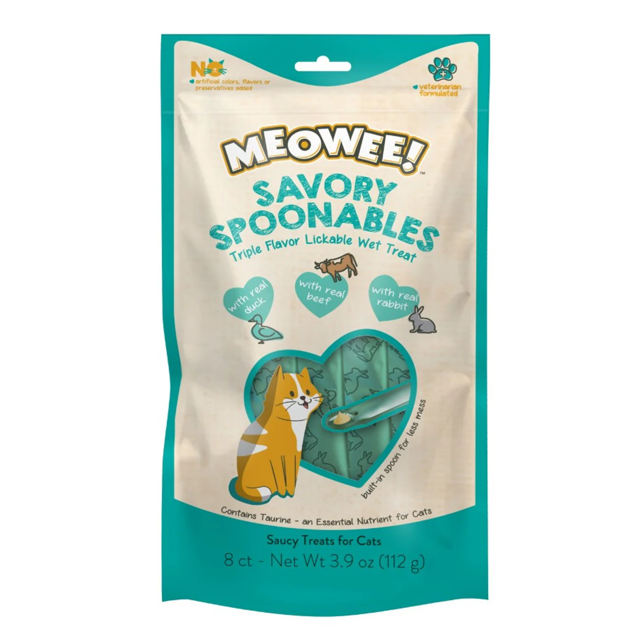 Meowee! Savory Spoonables Duck, Rabbit, & Beef Flavored Cat Treats 3.9oz 8pk - Image 1