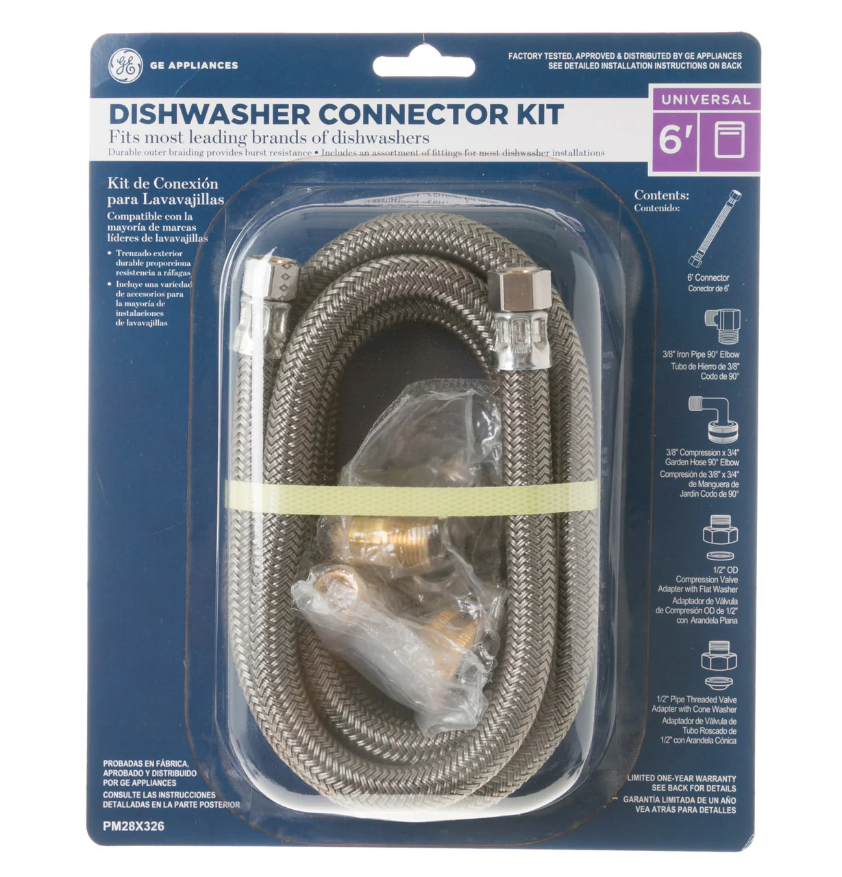 6' Universal Dishwasher Connector Kit with Adapter PM28X326 - Image 2