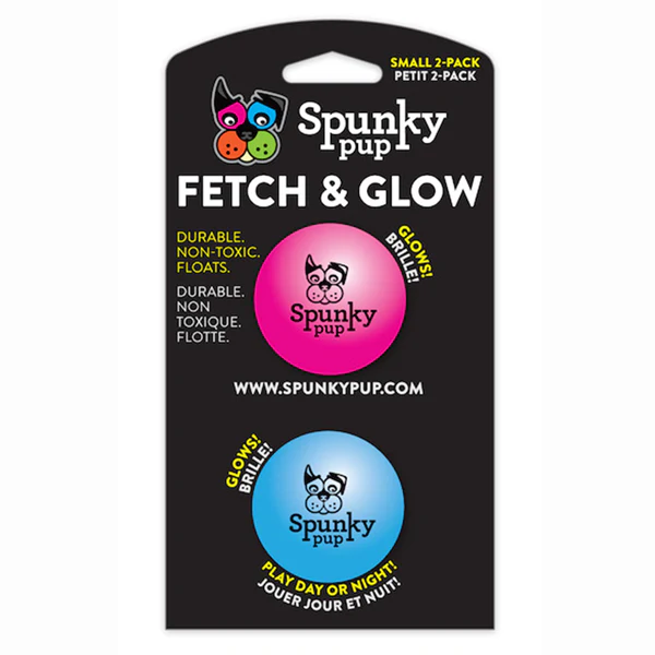 Spunky Pup Fetch & Glow Ball SM 2 pk - Image 1