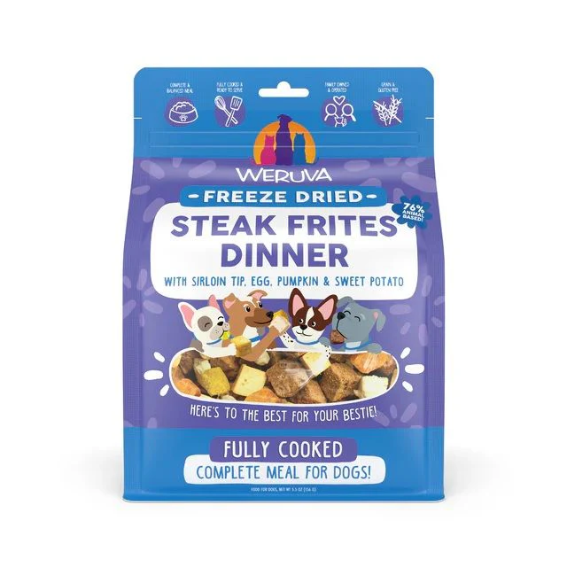 Weruva Fully Cooked Freeze Dried Steak Frites Dinner Dog Food 13oz - Image 1
