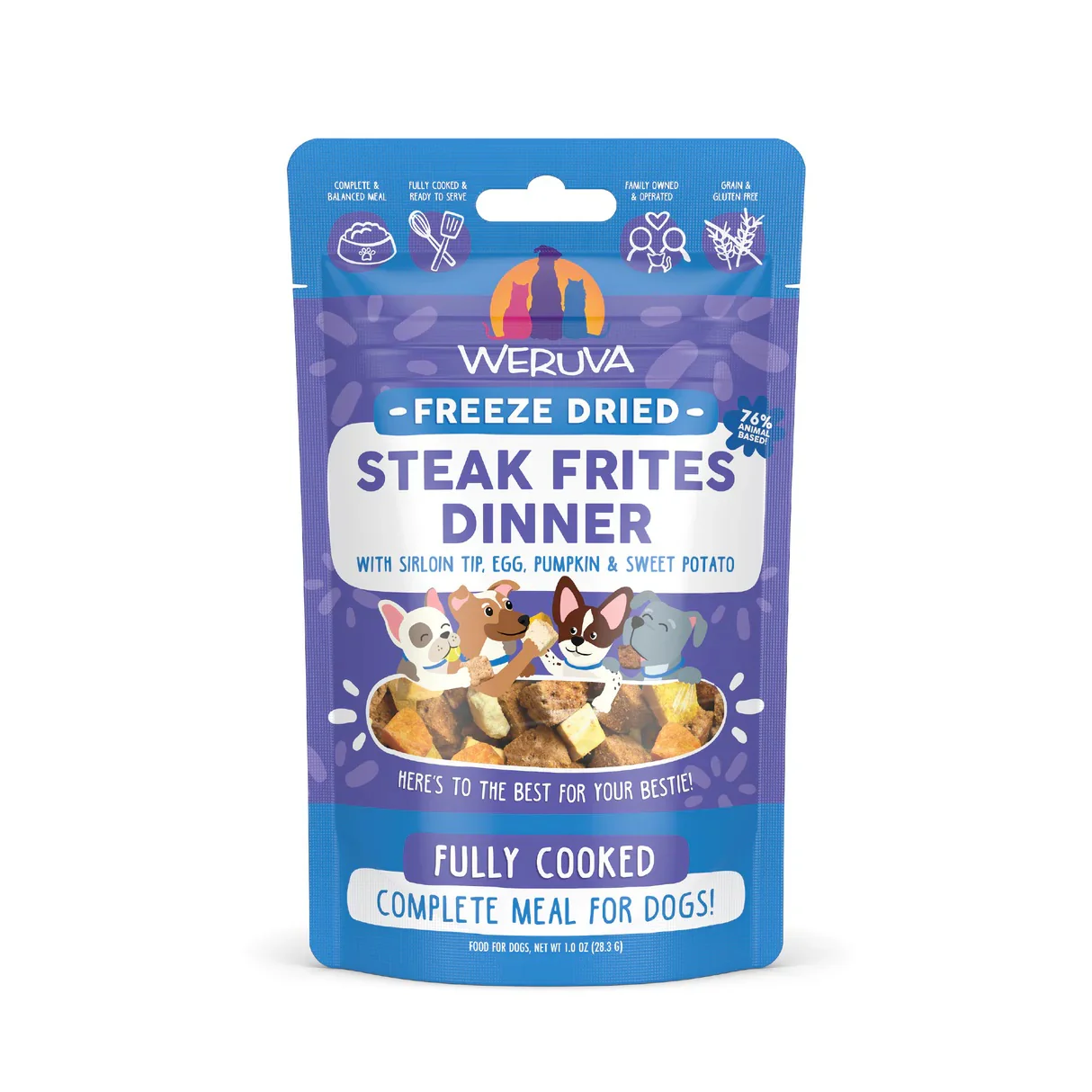 Weruva Fully Cooked Freeze Dried Steak Frites Dinner Dog Food 1oz - Image 1
