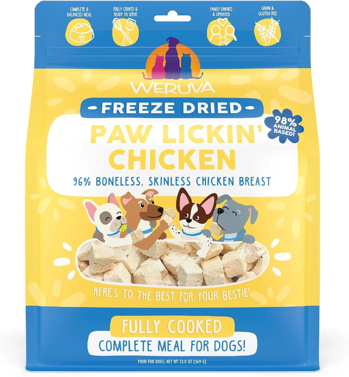 Weruva Fully Cooked Freeze Dried Paw Lickin Chicken Dog Food 13oz - Image 1