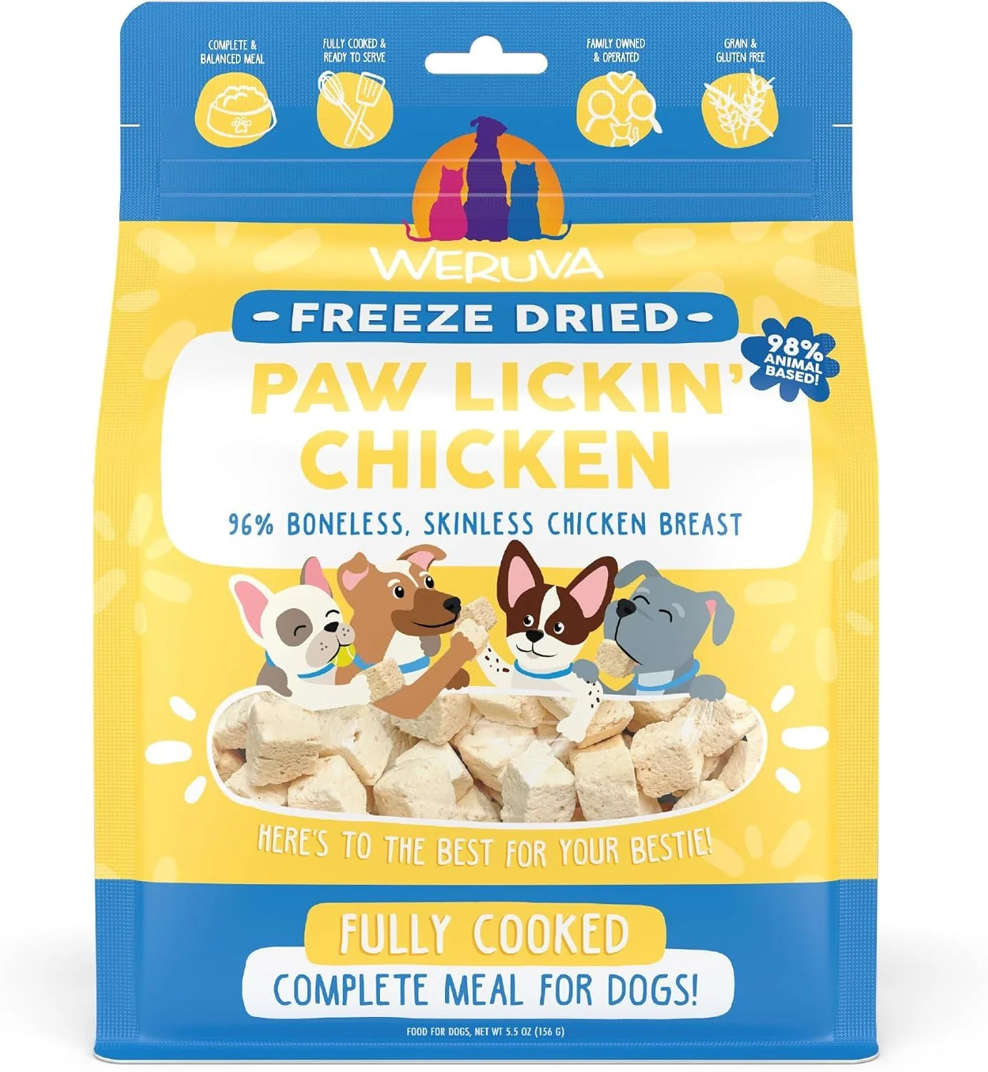 Weruva Fully Cooked Freeze Dried Paw Lickin Chicken Dog Food 5.5oz - Image 1