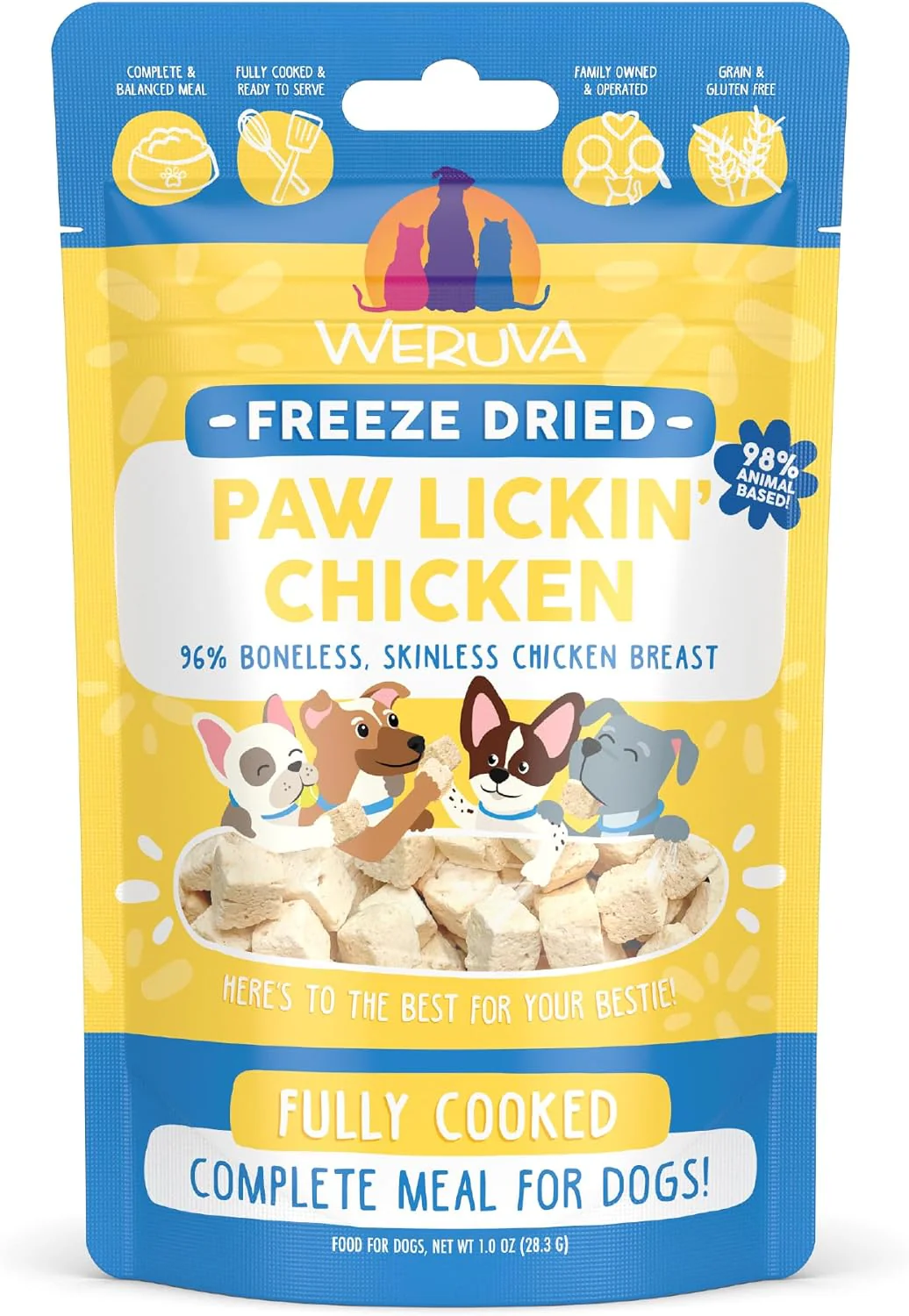 Weruva Fully Cooked Freeze Dried Paw Lickin Chicken Dog Food 1oz - Image 1