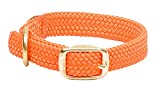 Orange:Adjustable double-braid dog collarWaterproof and durable webbingFeatures all brass hardware buckle and "D" ringMatches Mendota snap leashes perfectlyChoose 1" wide or 9/16" wide for small breed and puppies" - Image 1