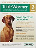 Triple Wormer Broad Spectrum De Wormer Medium Large Dogs 25 Pounds Plus 2 Tabs - Image 1