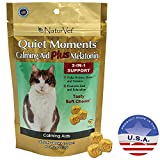 NaturVet Quiet Moments Calming Aid Plus Melatonin for Cats, 50 soft chews - Image 1