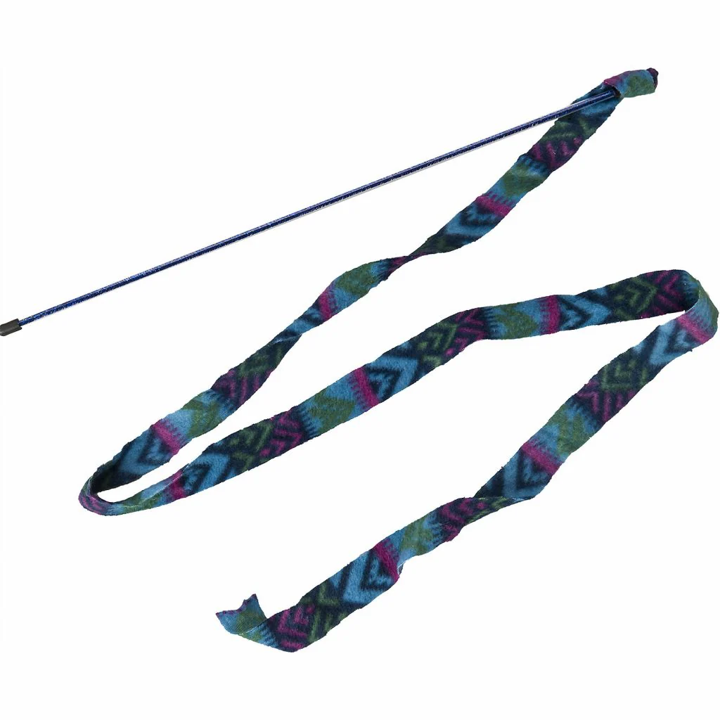 Spot Ethical Pet Cat Toy Cat Teaser Fleece Frenzy Wand Assorted - Image 1