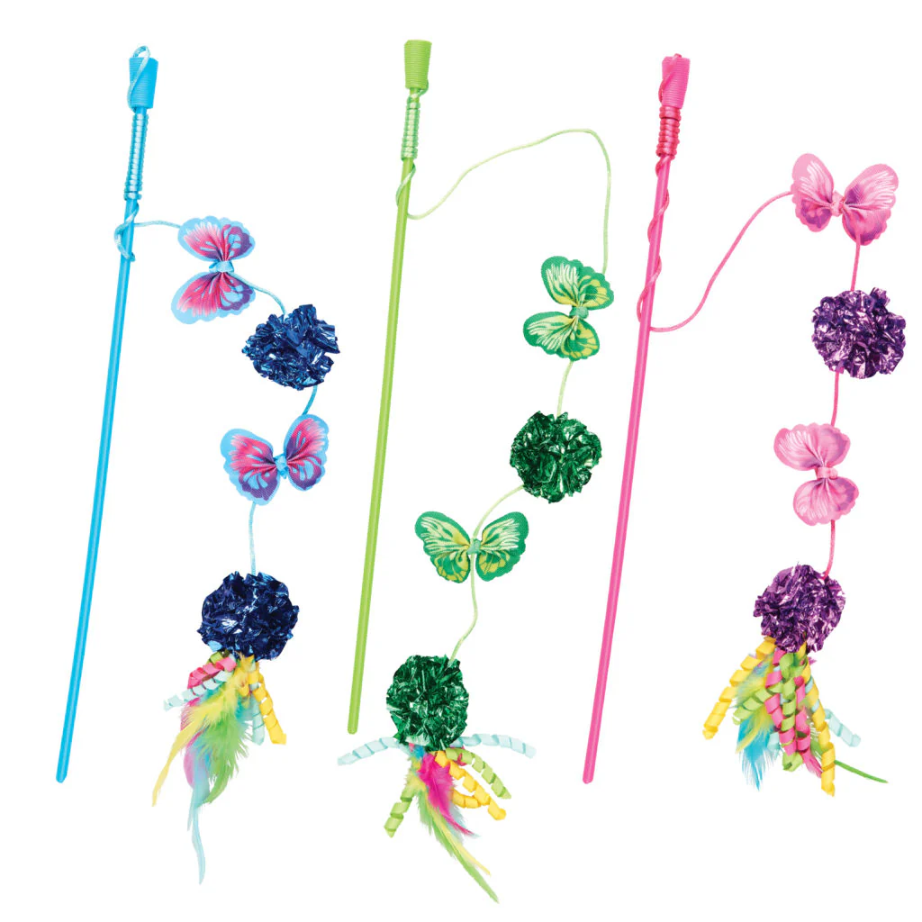Spot Ethical Pet Cat Toy Butterfly & Mylar Wand 16In Assorted - Image 1