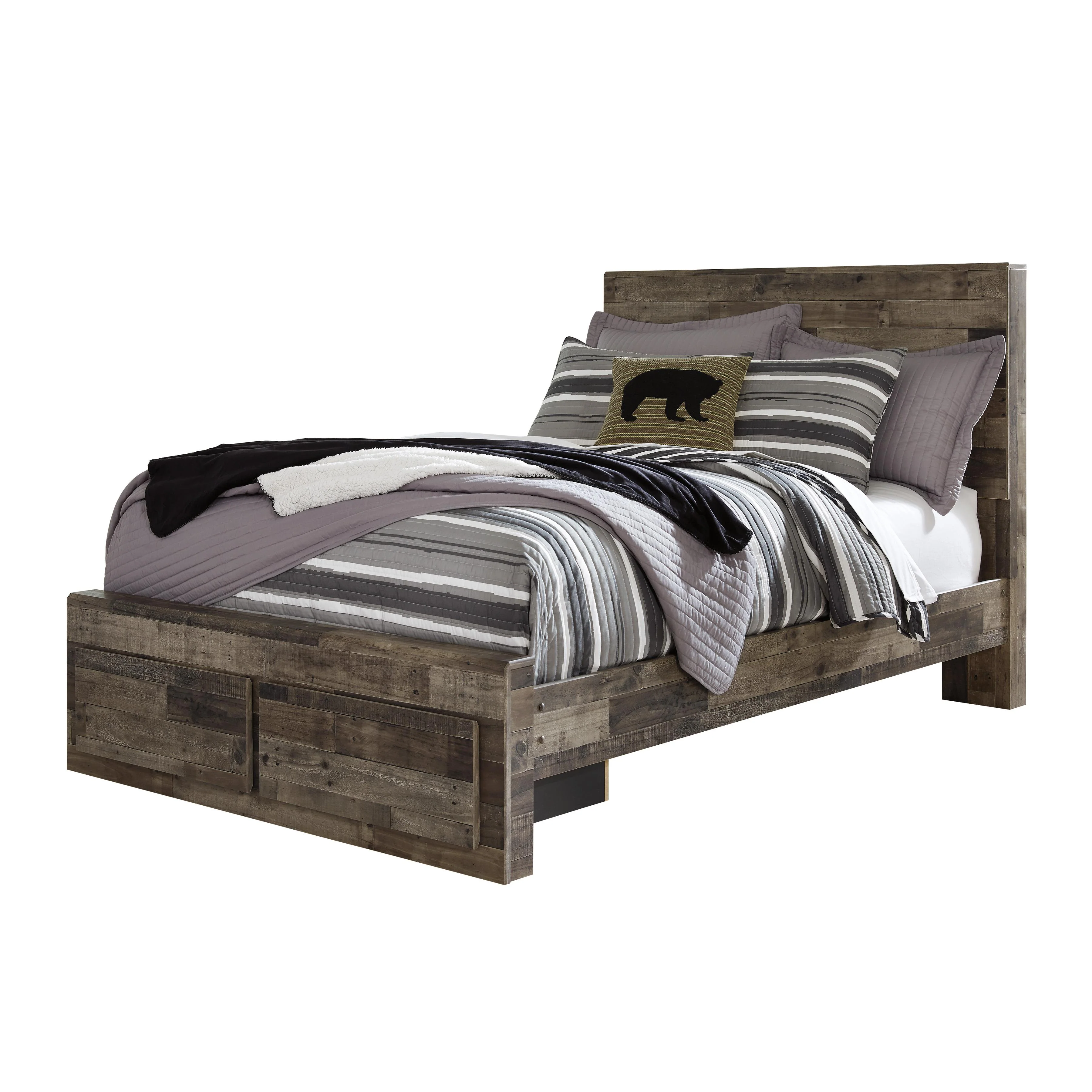 Benchcraft Derekson B200B16 Full Panel Bed with 2 Storage Drawers - Image 1