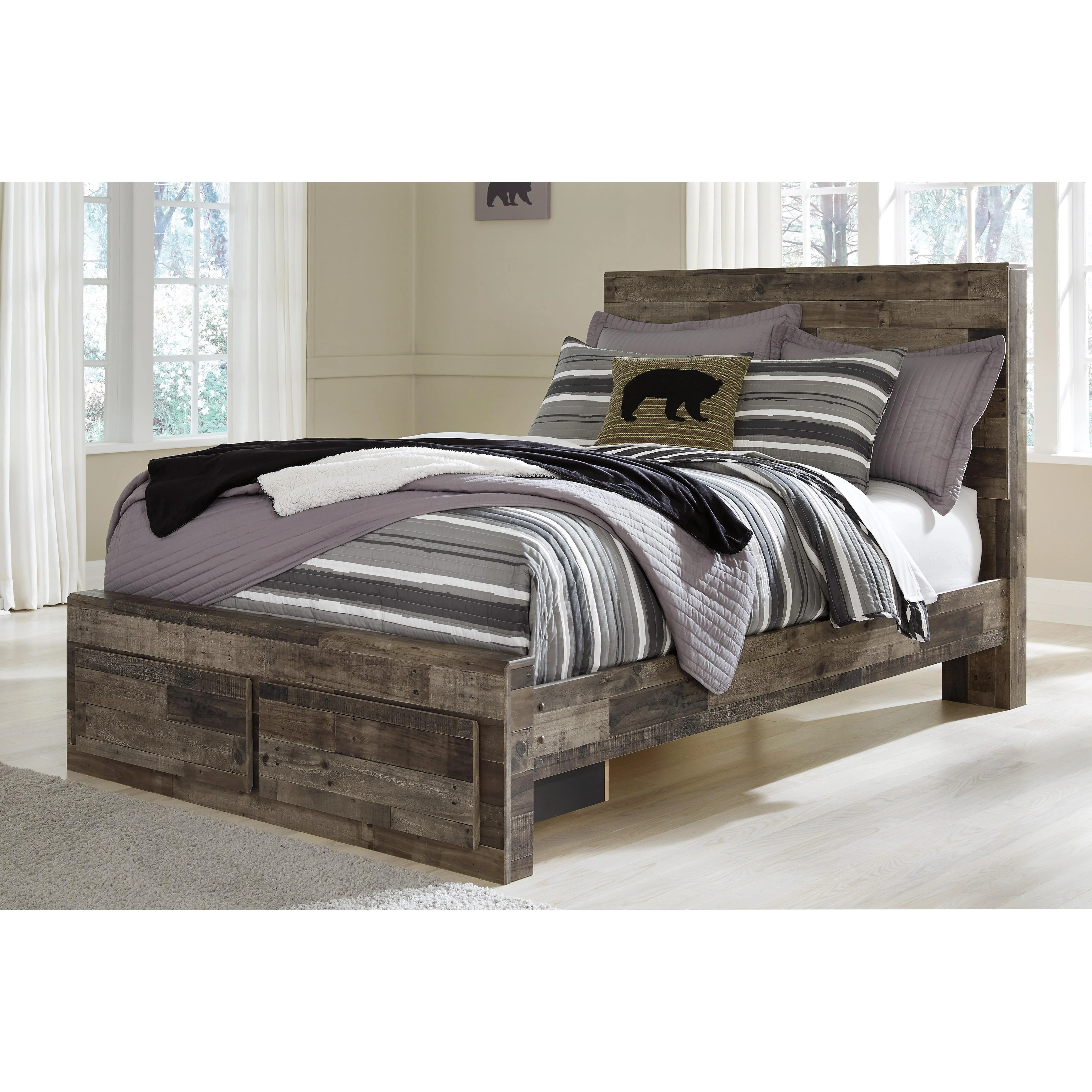 Benchcraft Derekson B200B16 Full Panel Bed with 2 Storage Drawers - Image 2