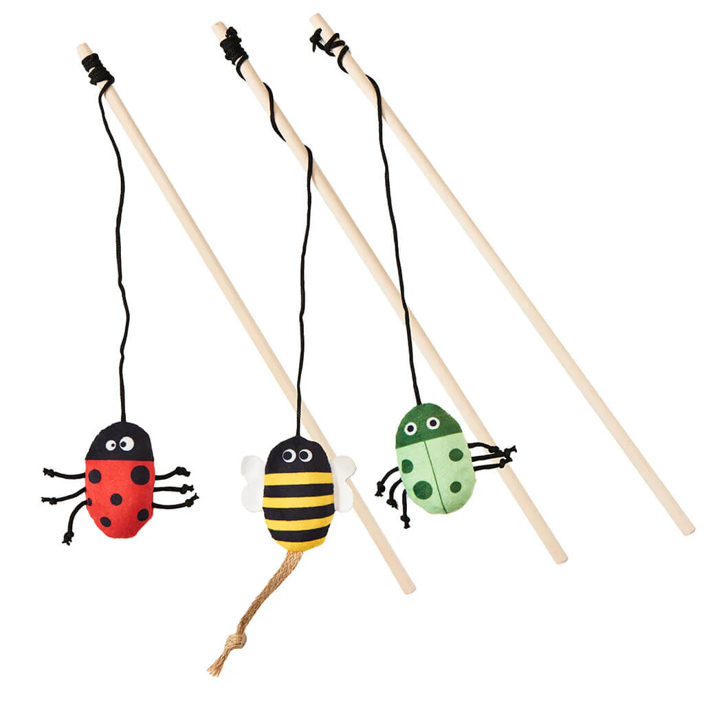 Spot Ethical Pet Cat Toy Love The Earth Insect Teaser Wand Assorted - Image 1