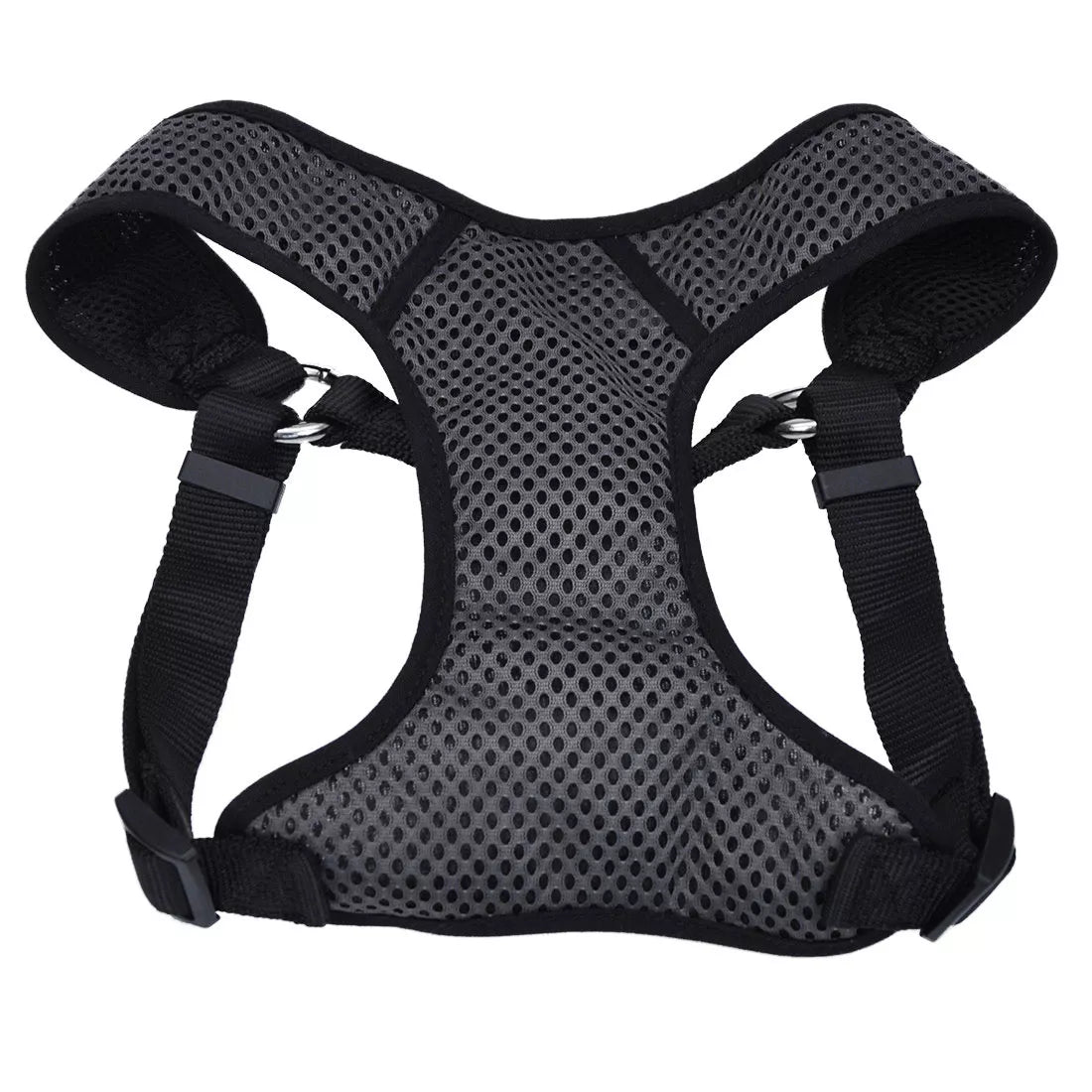 Coastal Comfort Soft Sport Wrap 1in Wide 28-36in Adjustable Dog Harness Grey with Black - Image 1