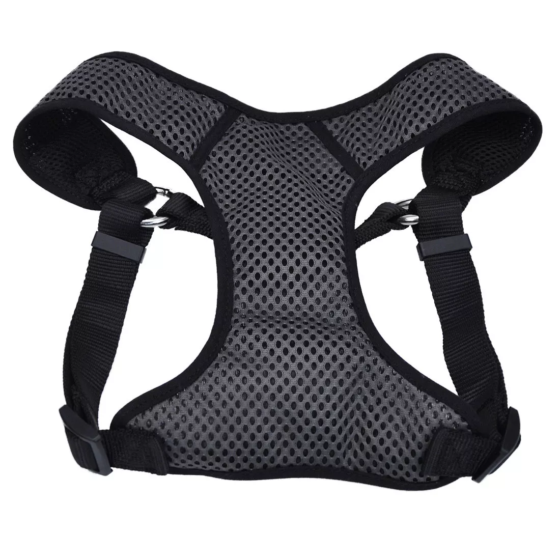 Coastal Comfort Soft Sport Wrap 3/4in Wide 22-28in Adjustable Dog Harness Grey with Black - Image 1