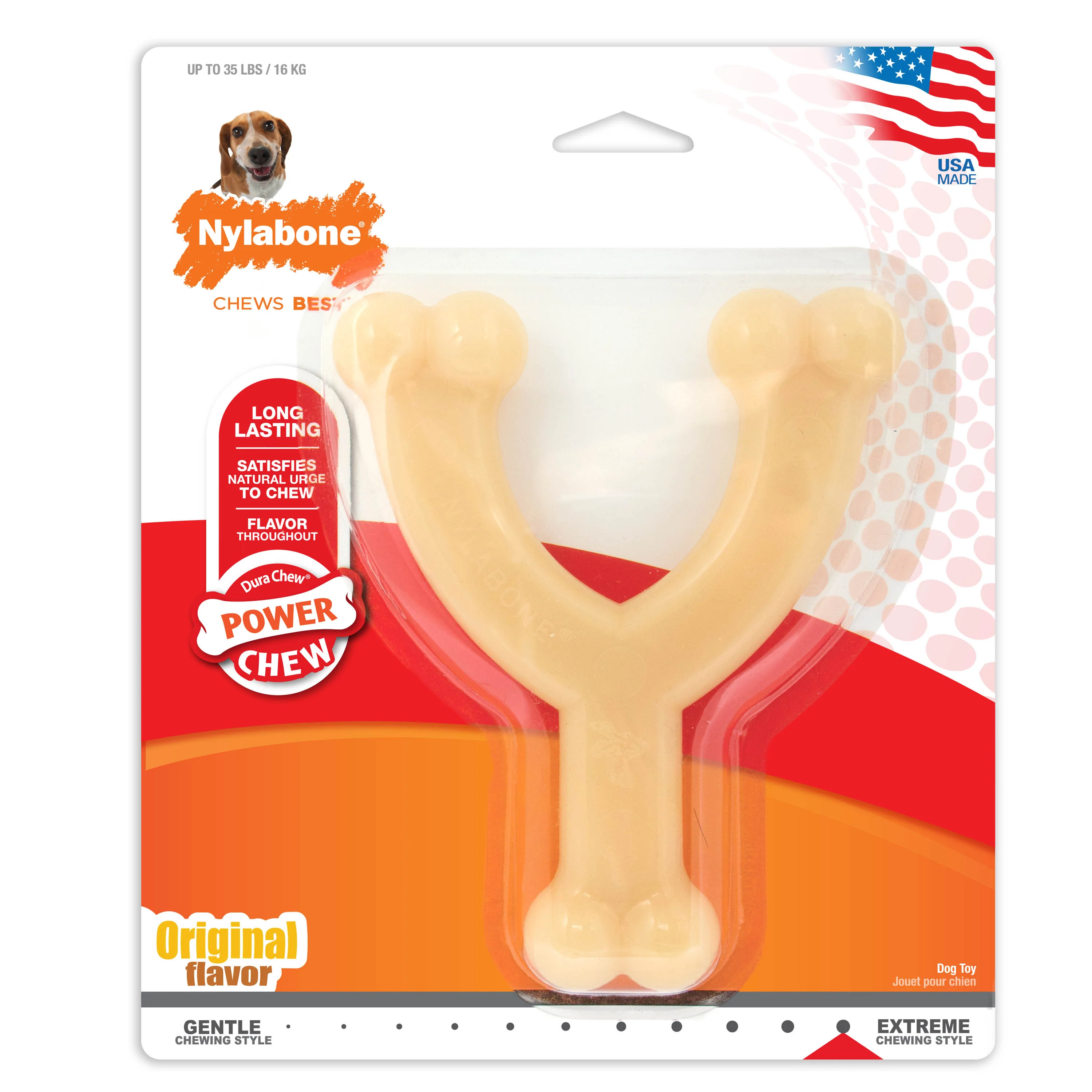 Nylabone Flexi Chew Wishbone Dog Toy Original Medium/Wolf - Image 1