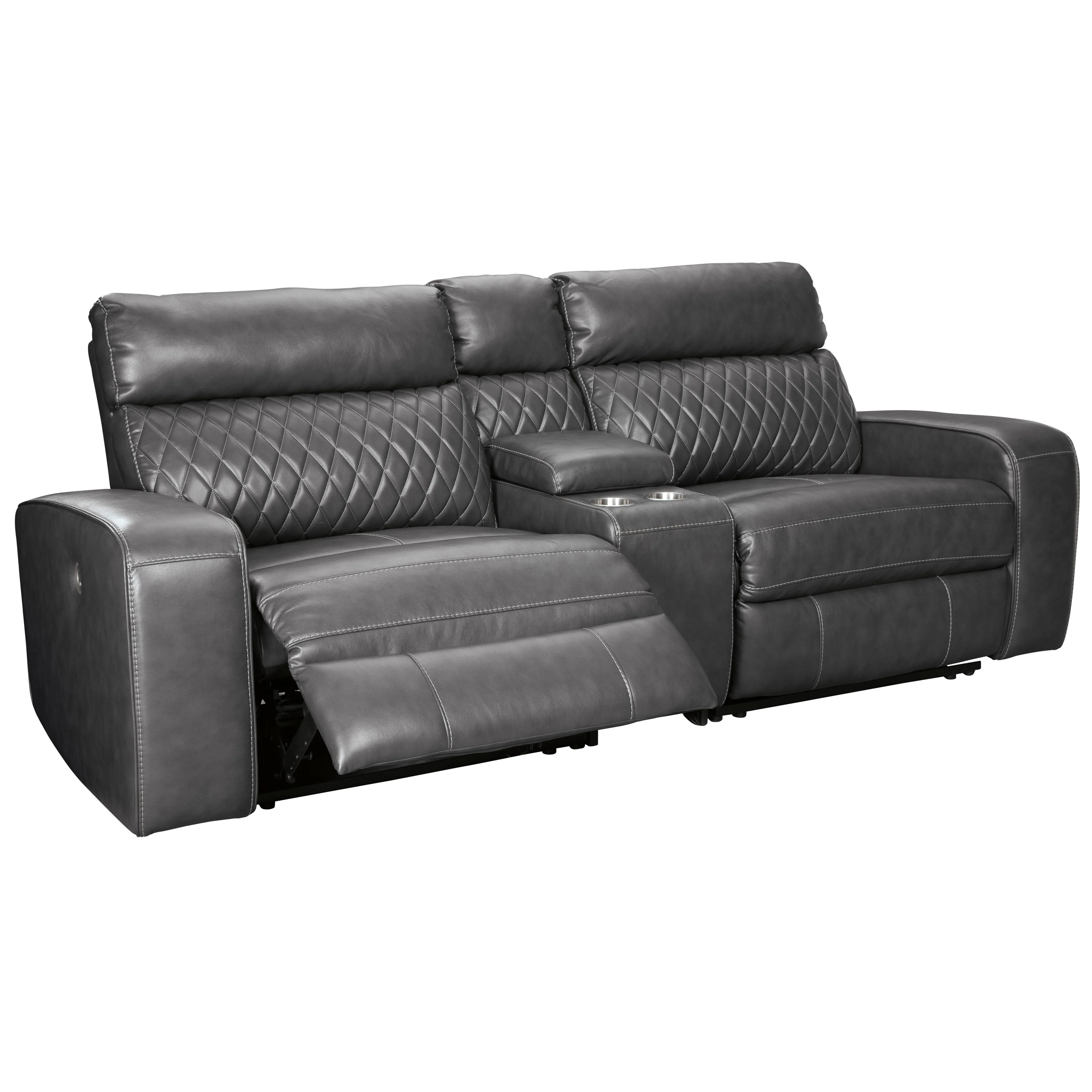Signature Design by Ashley Samperstone Power Reclining Leather Look 3 pc Sectional 5520358/5520357/5520362 - Image 2