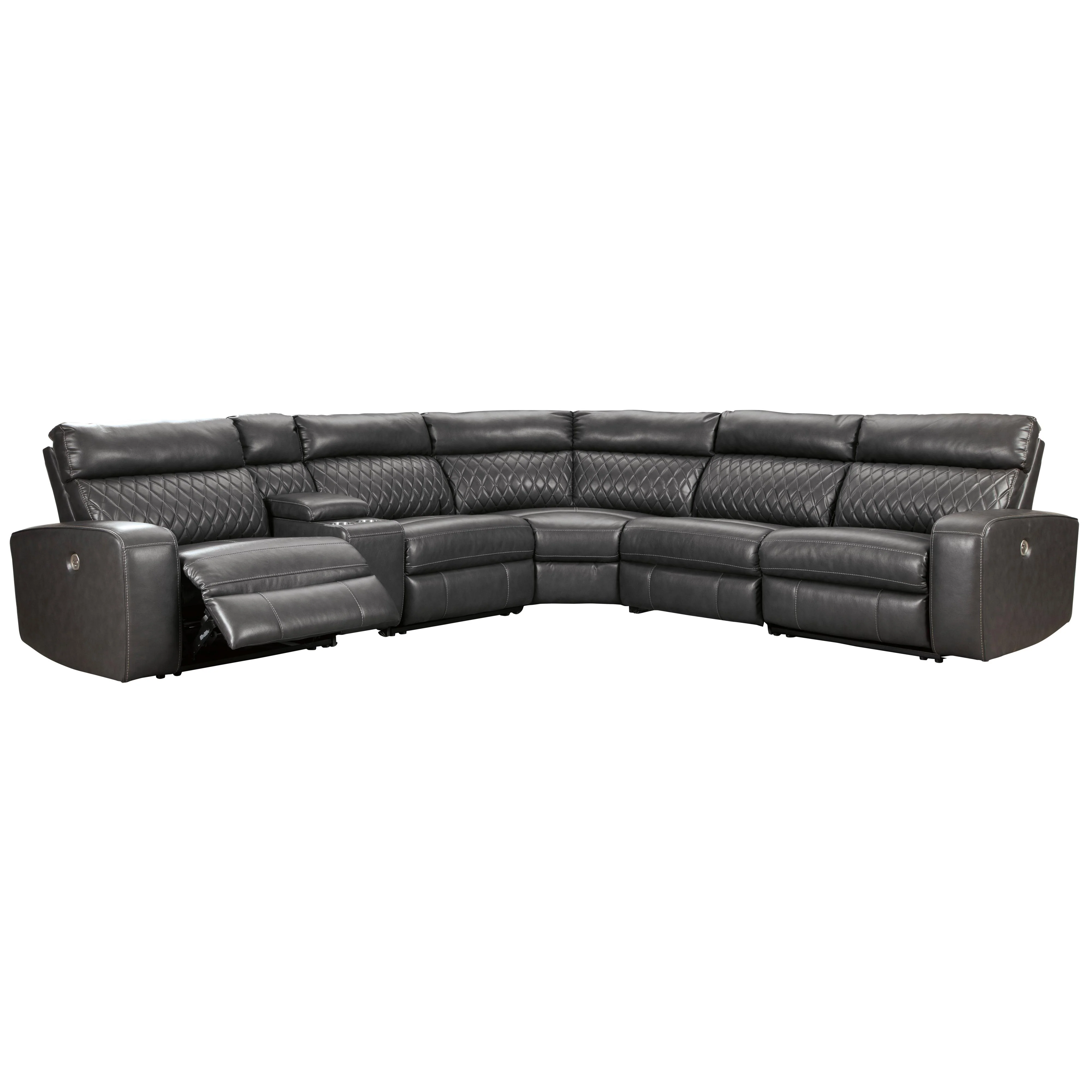 Signature Design by Ashley Samperstone Power Reclining Leather Look 6 pc Sectional 5520358/5520357/5520319/5520377/5520346/5520362 - Image 1