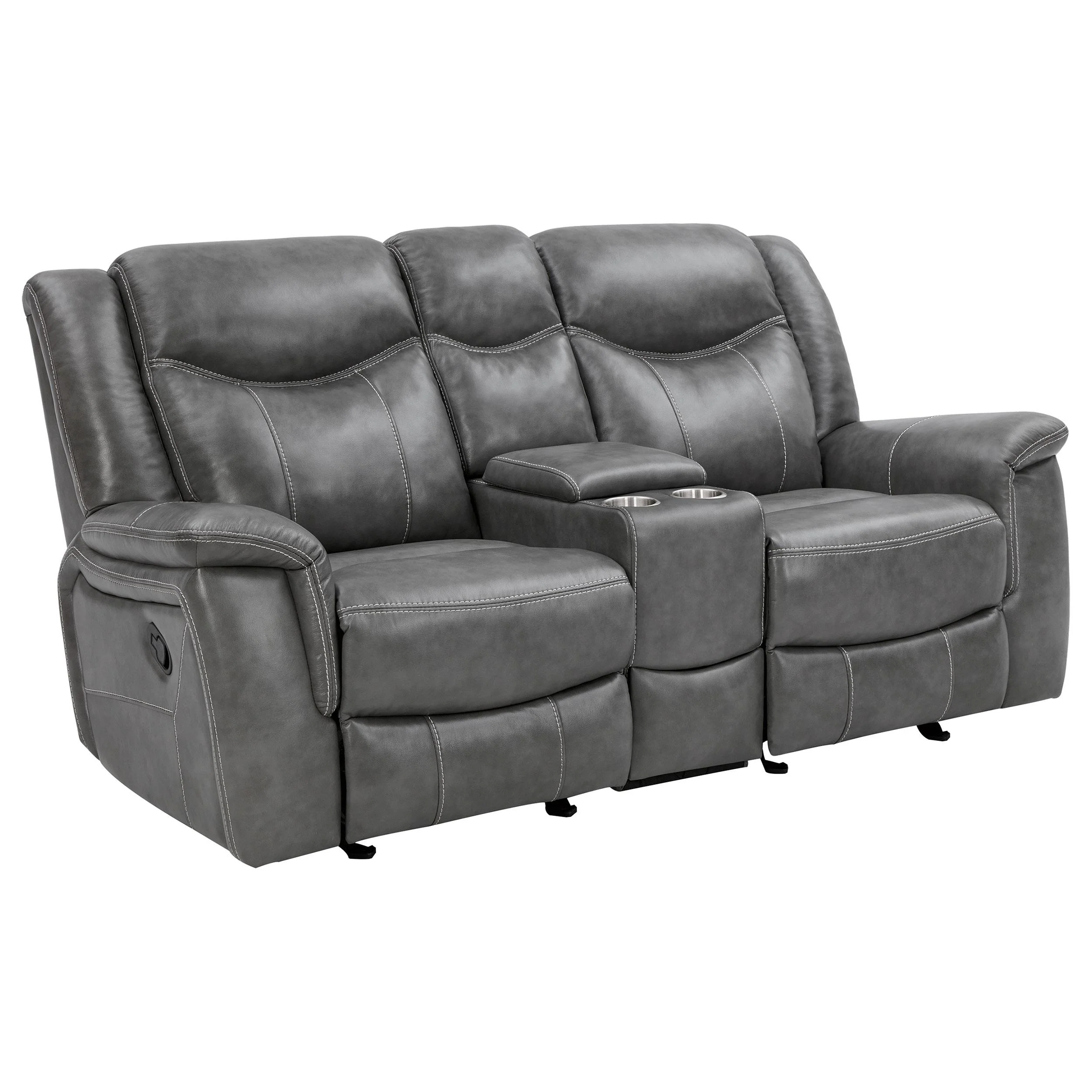 Coaster Furniture Conrad 650355 Upholstered Padded Arm Glider Loveseat - Grey - Image 1