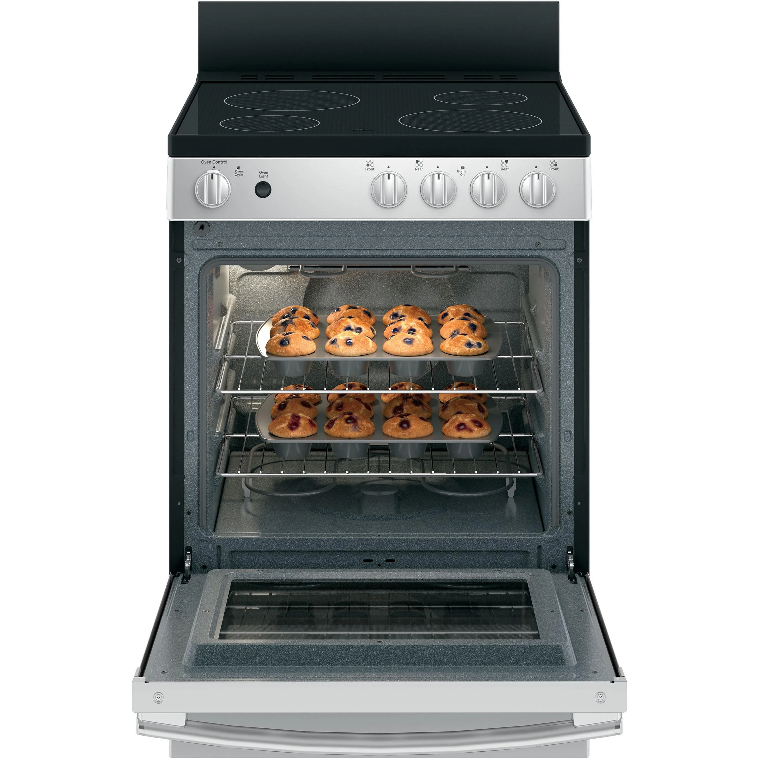 GE 24-inch Freestanding Electric Range with Steam Clean JAS640RMSS - Image 3