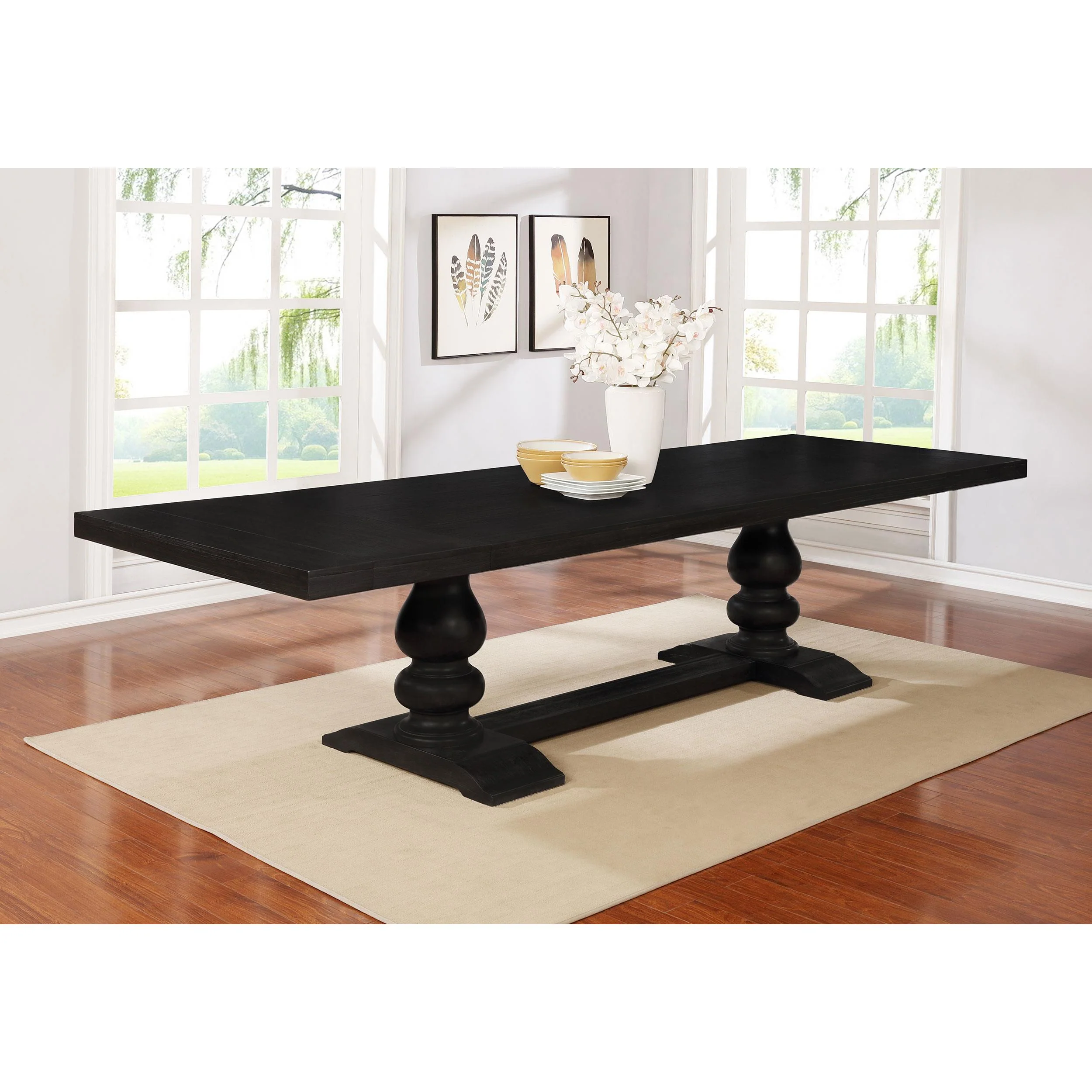 Coaster Furniture Phelps 121231 123-inch Extension Leaf Dining Table - Distressed Noir - Image 3