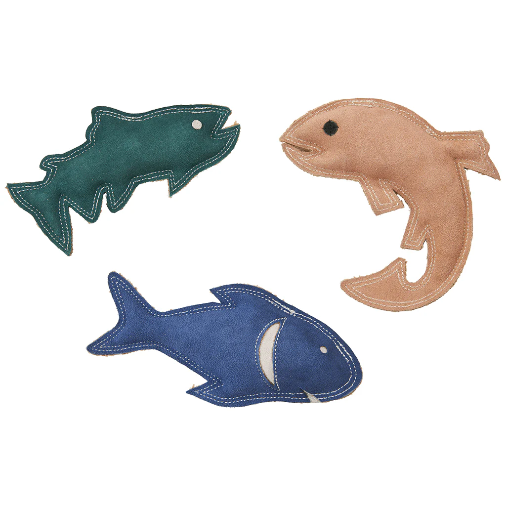 Spot Ethical Pet Dog Toy Dura-Fused Leather Fish 7In Assorted - Image 1