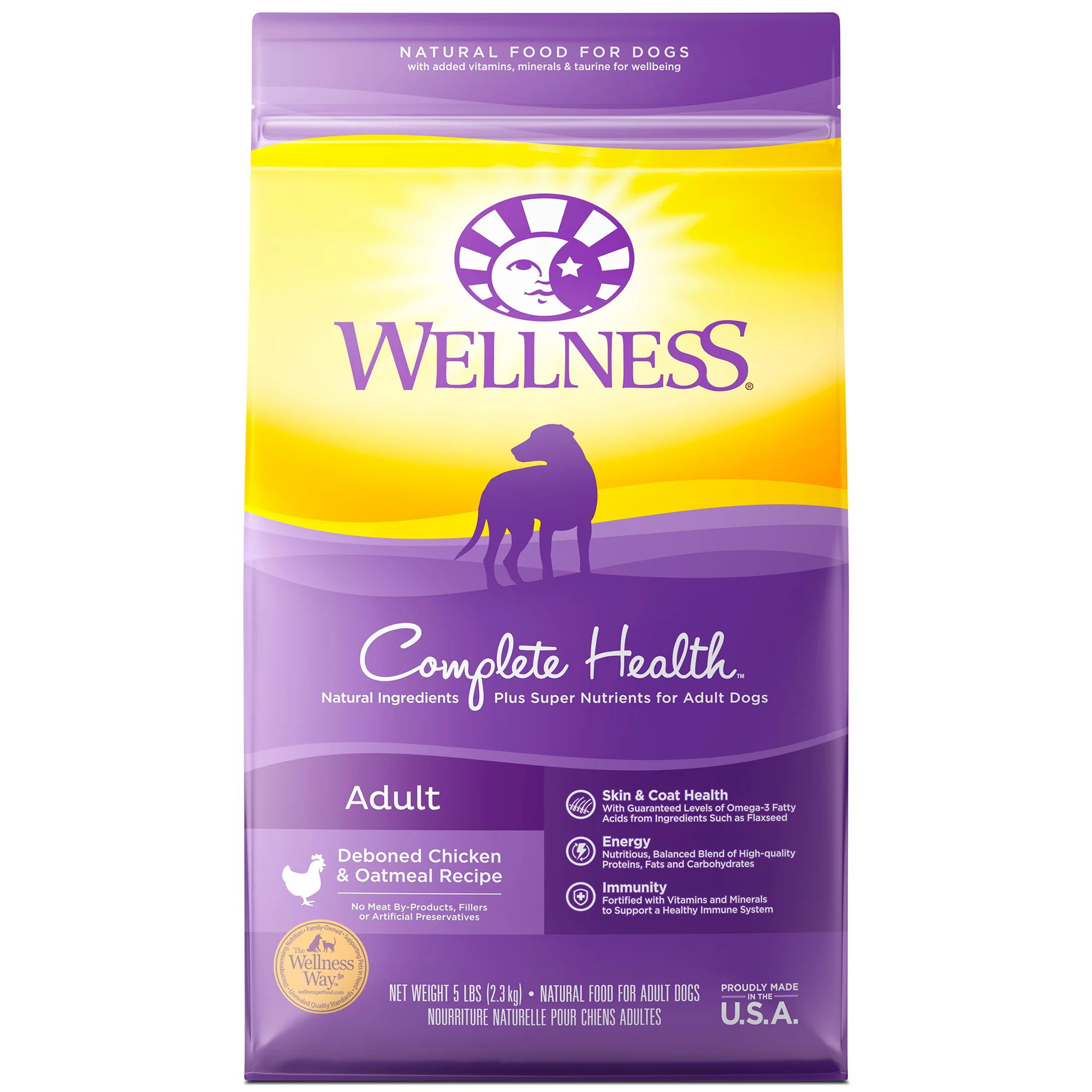 Wellness Complete Health Natural Dry Dog Food Chicken & Oatmeal 5lb Bag - Image 1