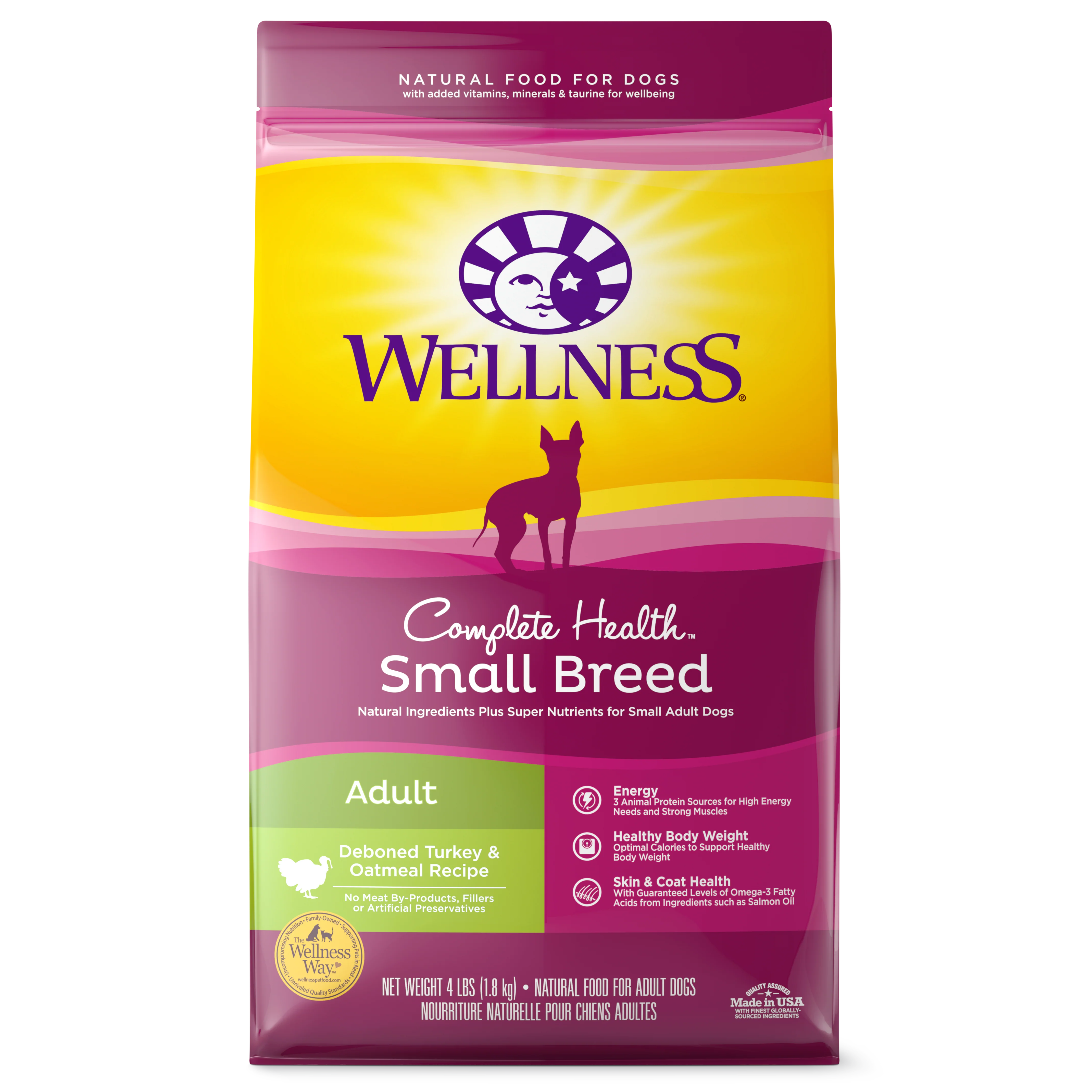 Wellness Complete Health Natural Dry Small Breed Dog Food Turkey & Oatmeal 4lb Bag - Image 1
