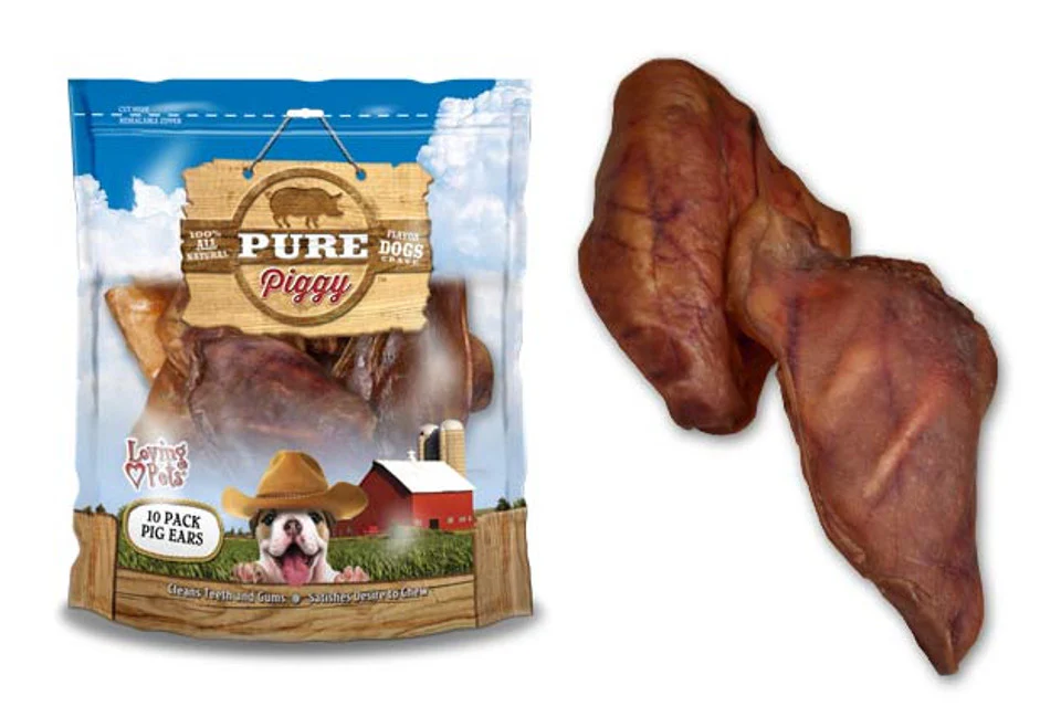 Loving Pets Dog Treat Pure Piggy Pig Ears for Dogs 10pk - Image 1