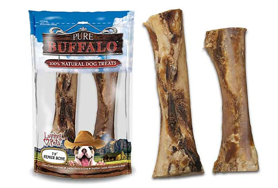 Loving Pets Dog Treat Pure Buffalo 2pk 4in Meaty Femur Bones - Image 1