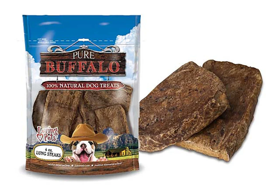 Loving Pets Dog Treat Pure Buffalo 8oz Buffalo Lung Steaks for Dogs - Image 1