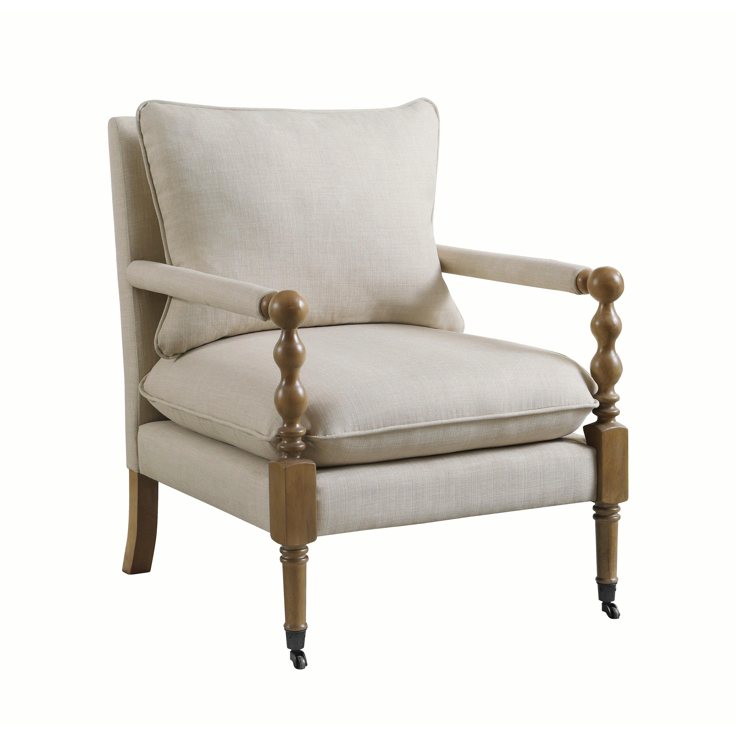 Coaster Furniture Dempsy 903058 Upholstered Accent Chair with Casters - Beige - Image 1