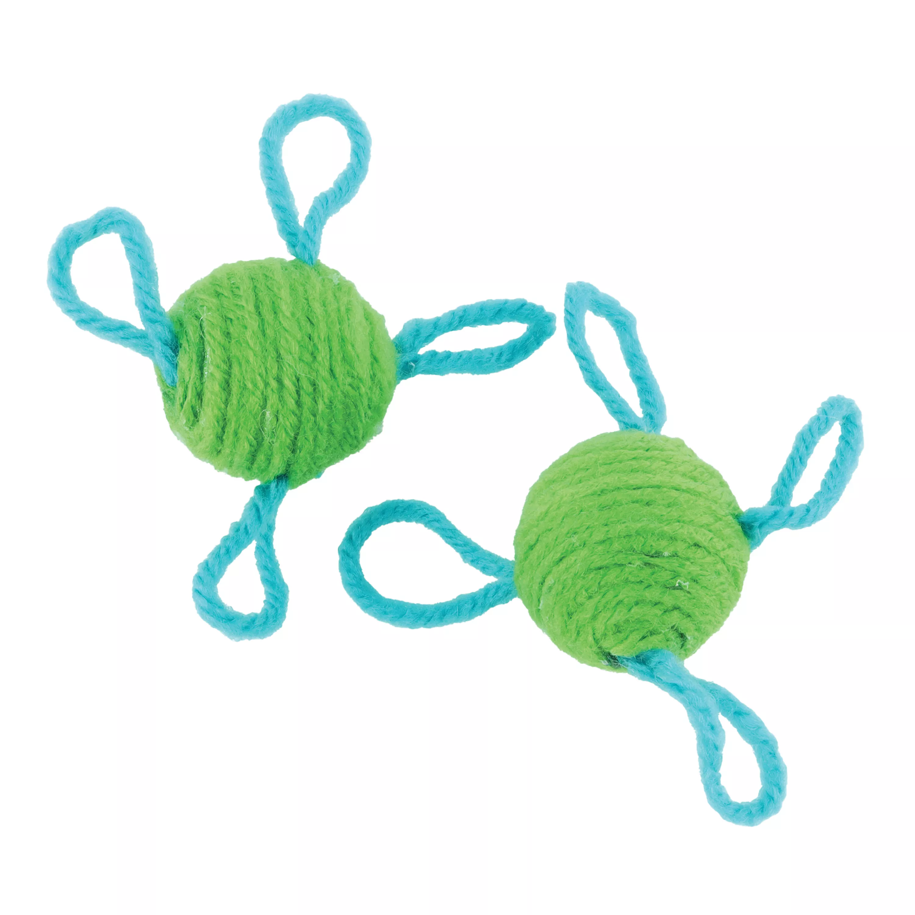 Coastal Turbo Wool Ball Cat Toy 2pk Green - Image 1