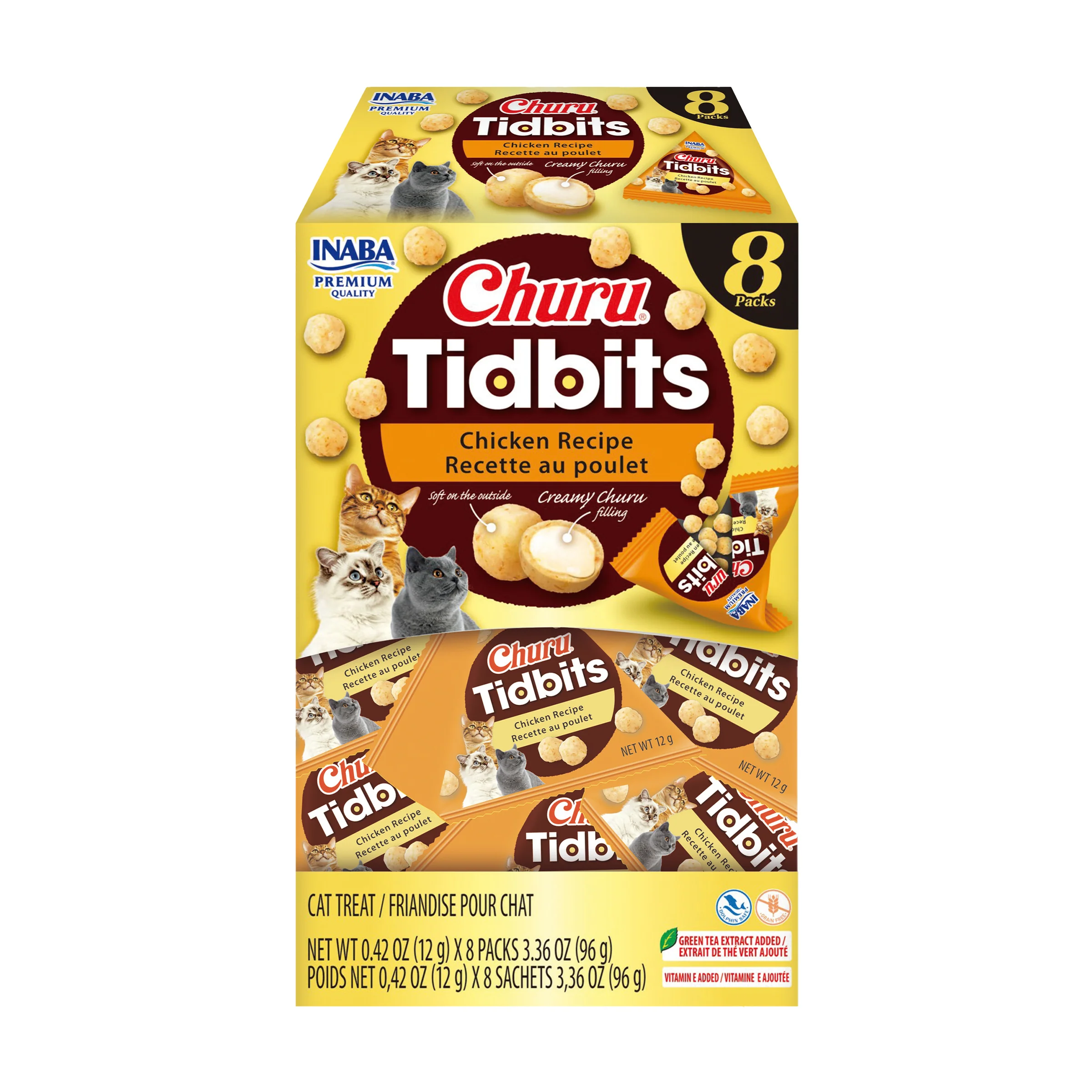 INABA Churu Tidbits for Cats 3.36oz 8pk Chicken Recipe - Image 1