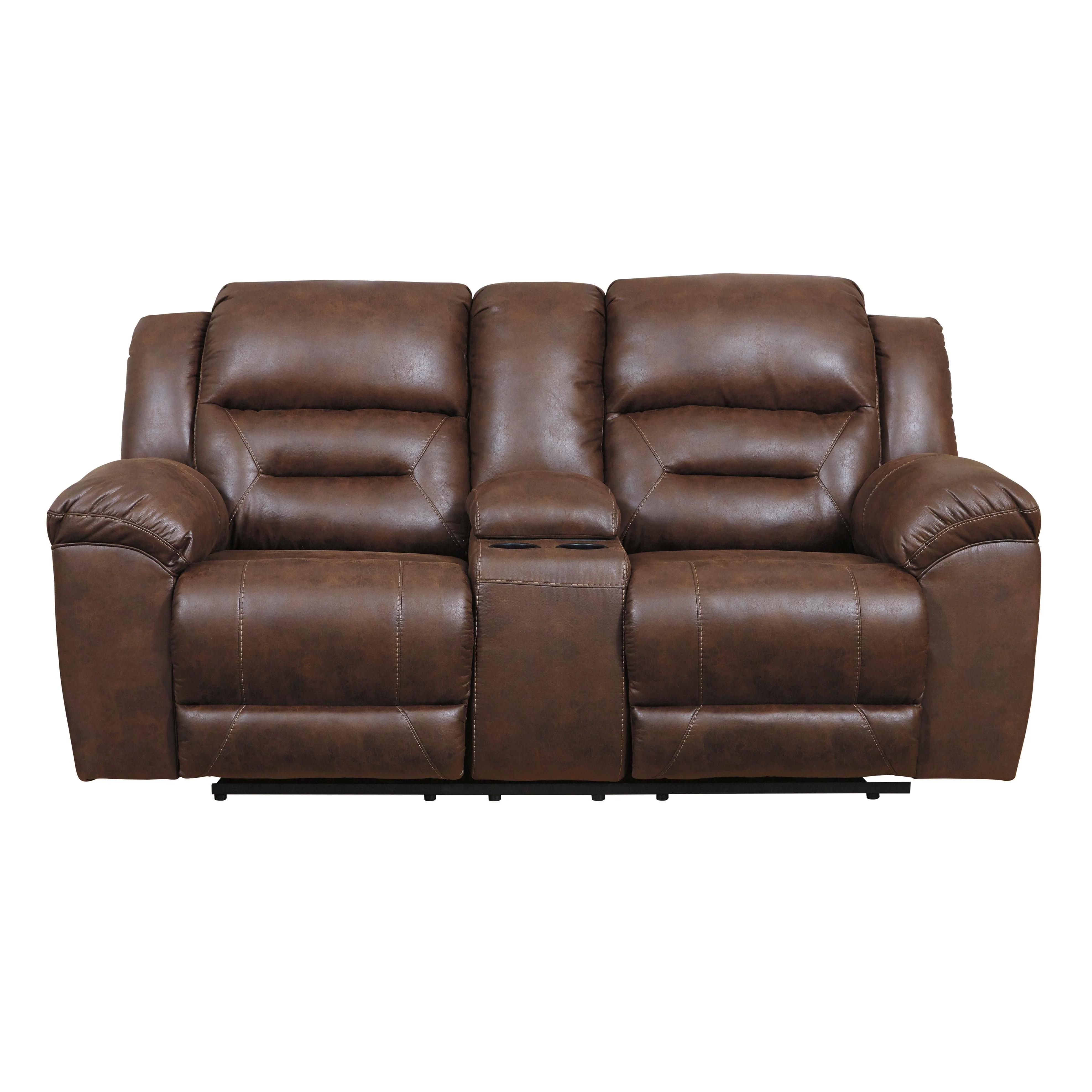 Signature Design by Ashley Stoneland Reclining Leather Look Loveseat with Console 3990494 - Image 1