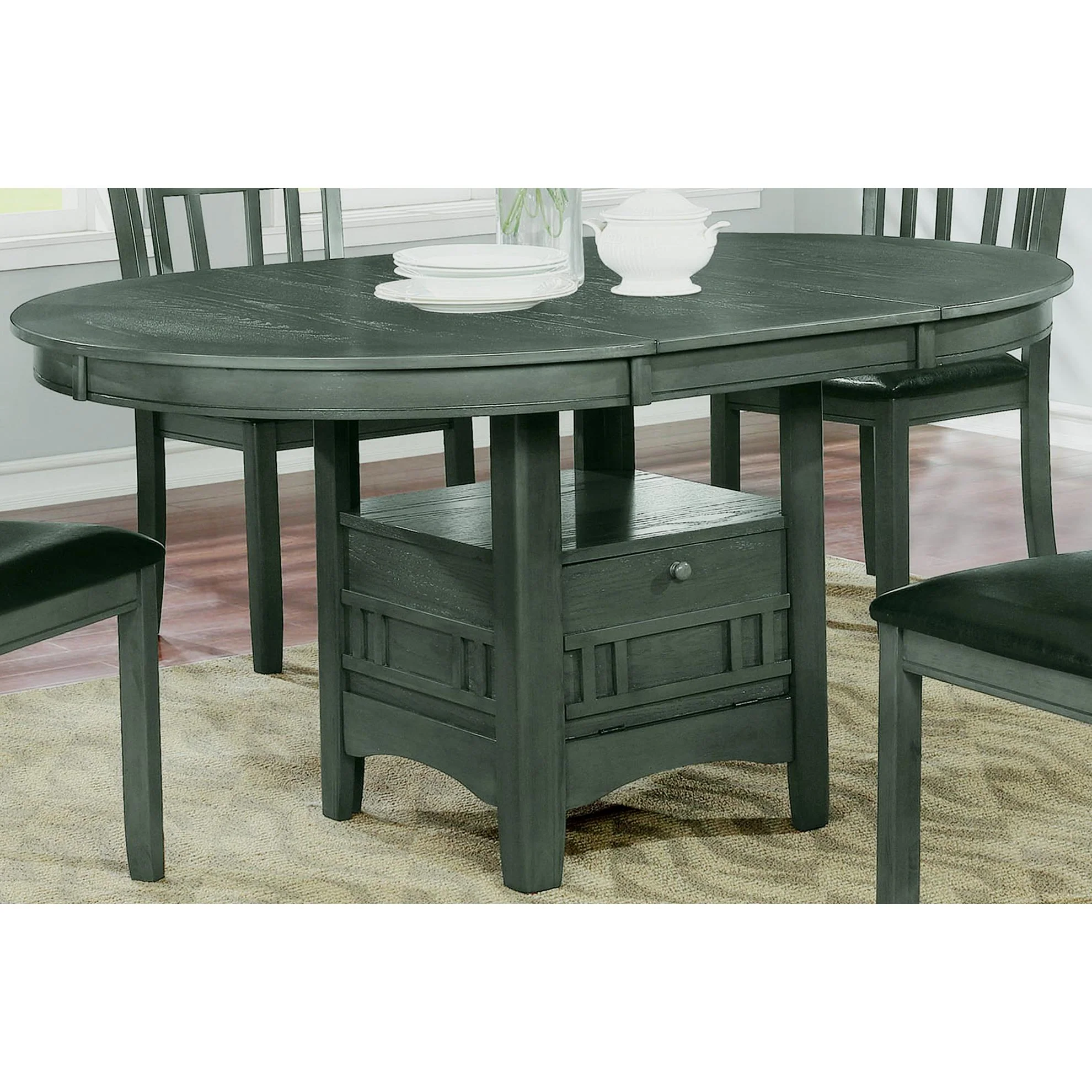 Coaster Furniture Lavon 108211 Oval 60-inch Extension Leaf Dining Table - Medium Grey - Image 3