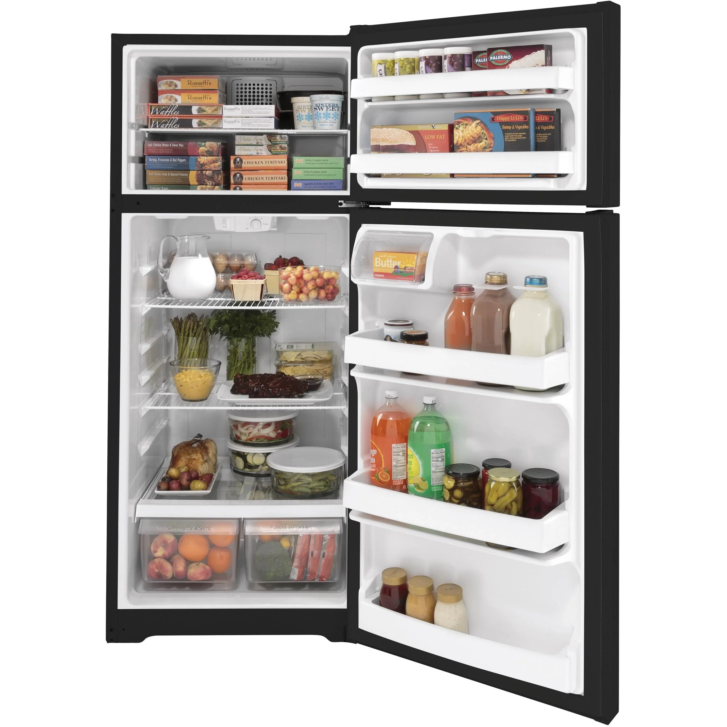 GE 28-inch, 17.5 cu. ft. Top-Freezer Refrigerator GTS18DTNRBB - Image 3