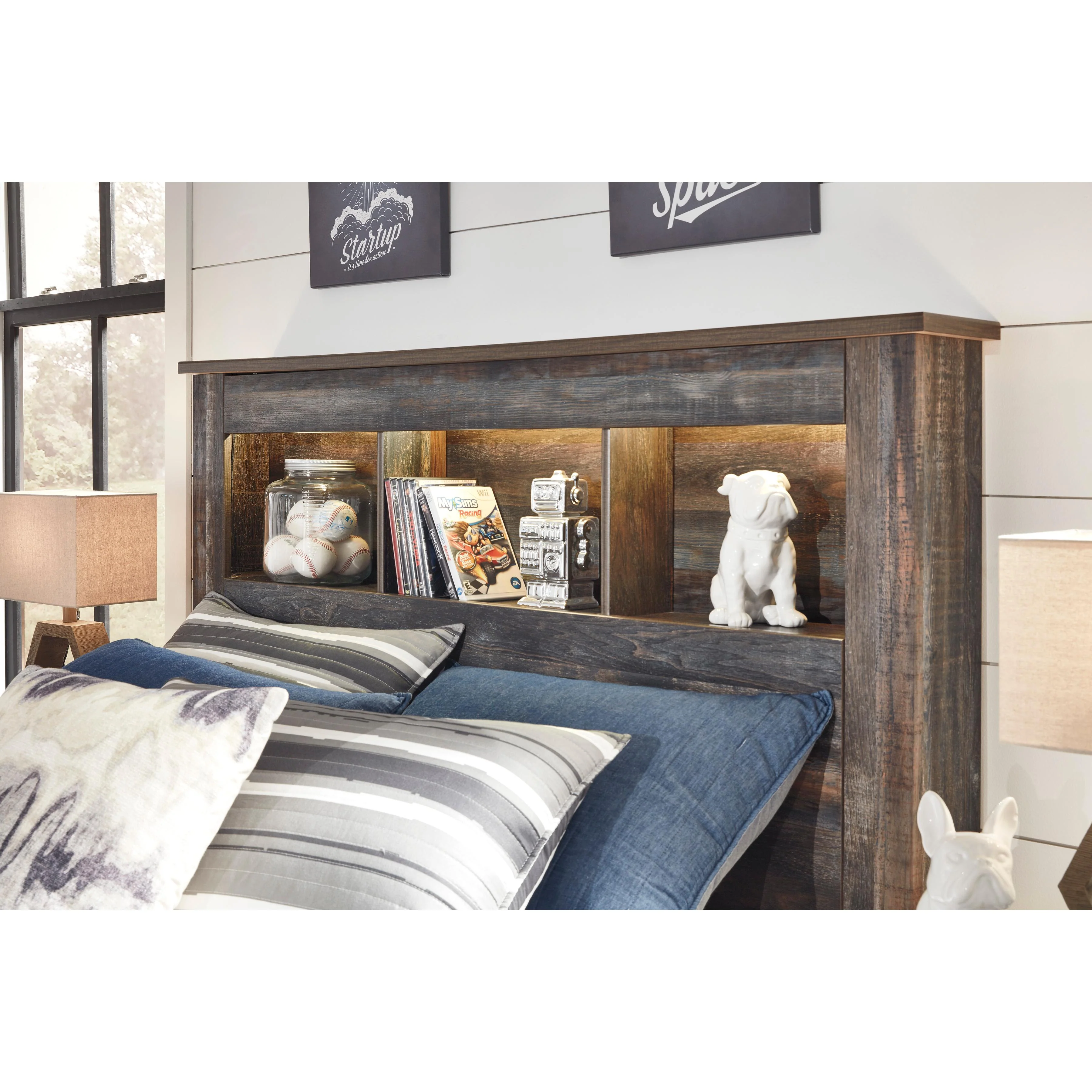 Signature Design by Ashley Drystan B211B44 Full Bookcase Bed with 2 Storage Drawers - Image 3