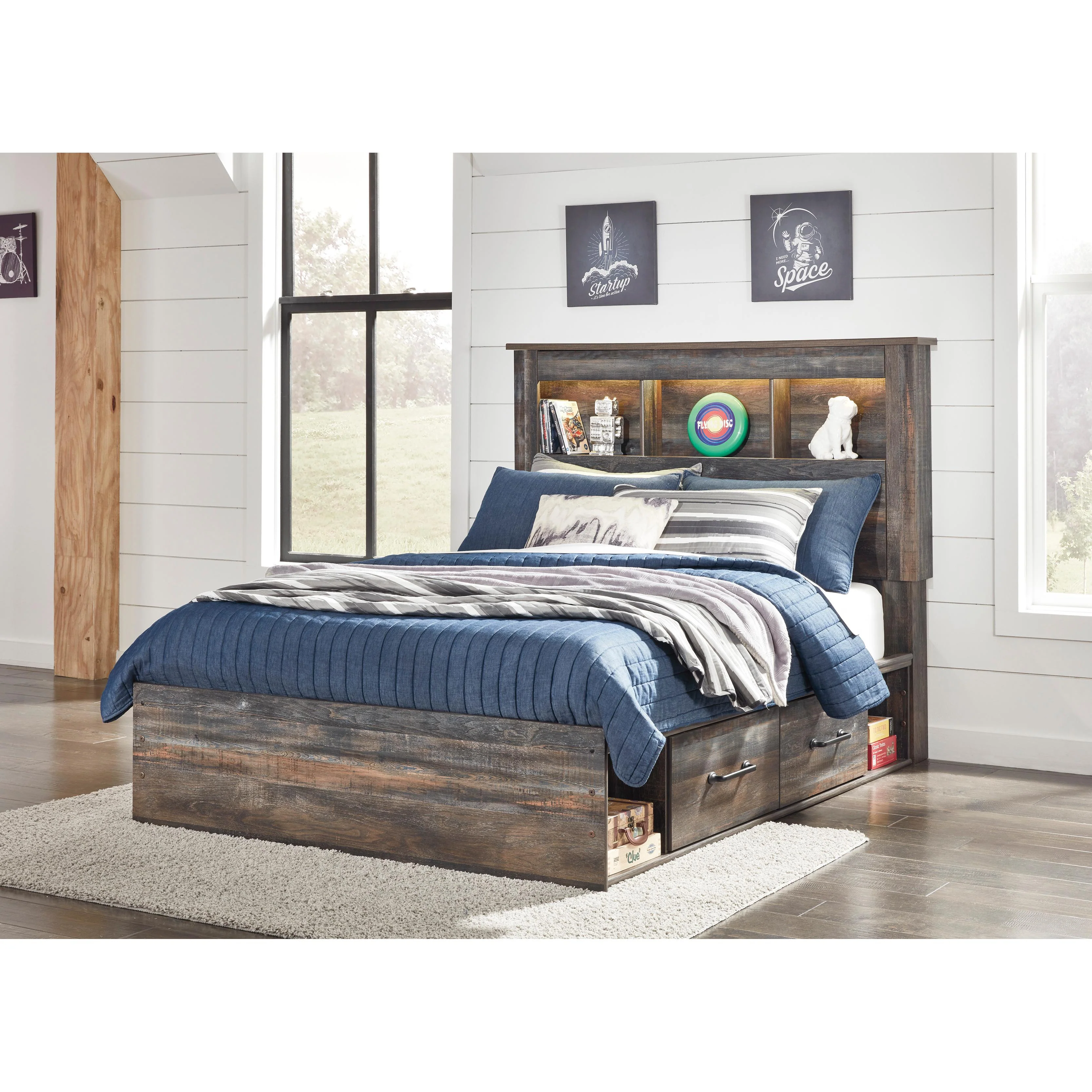 Signature Design by Ashley Drystan B211B45 Full Bookcase Bed with 4 Storage Drawers - Image 2