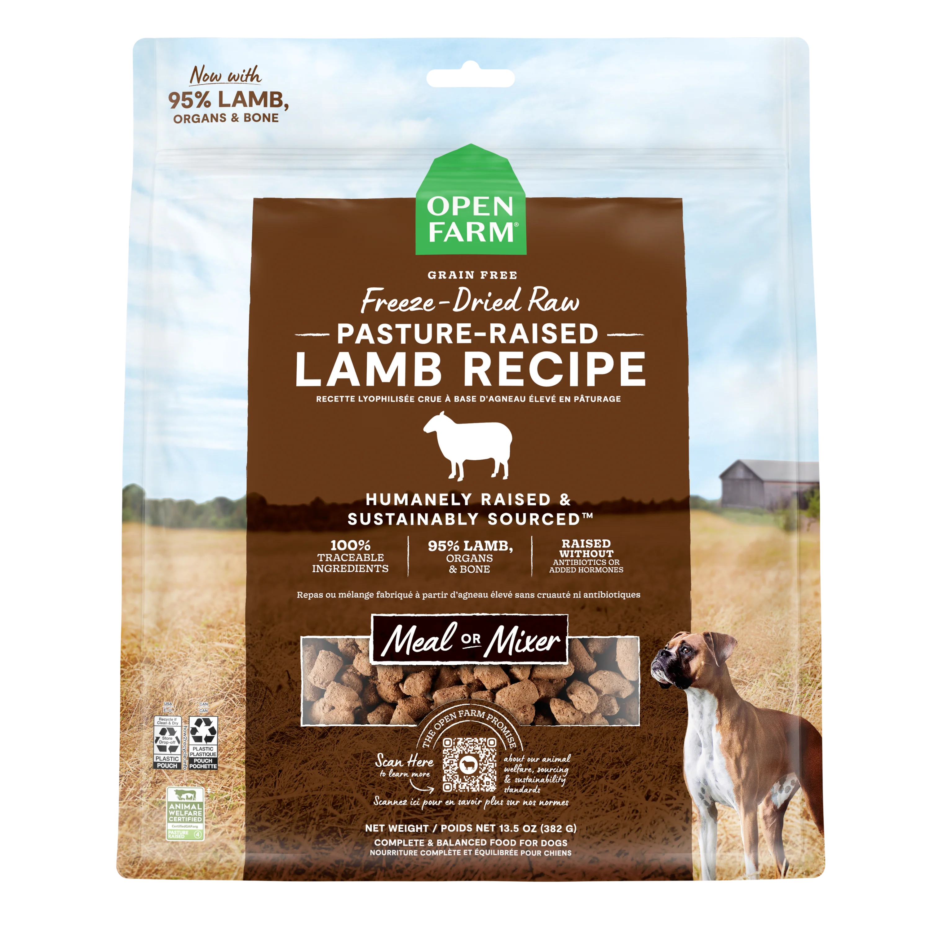 Open Farm Pasture Raised Lamb Recipe Freeze-Dried Raw Morsels For Dogs 3.5oz Bag