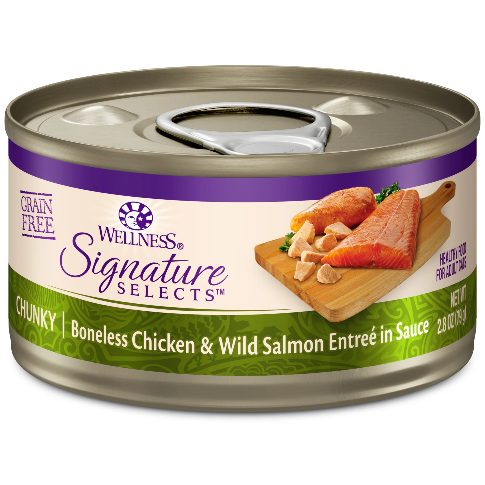 Wellness CORE Signature Selects Natural Grain Free Wet Canned Cat Food Chunky Chicken & Salmon 2.8oz Can - Image 1