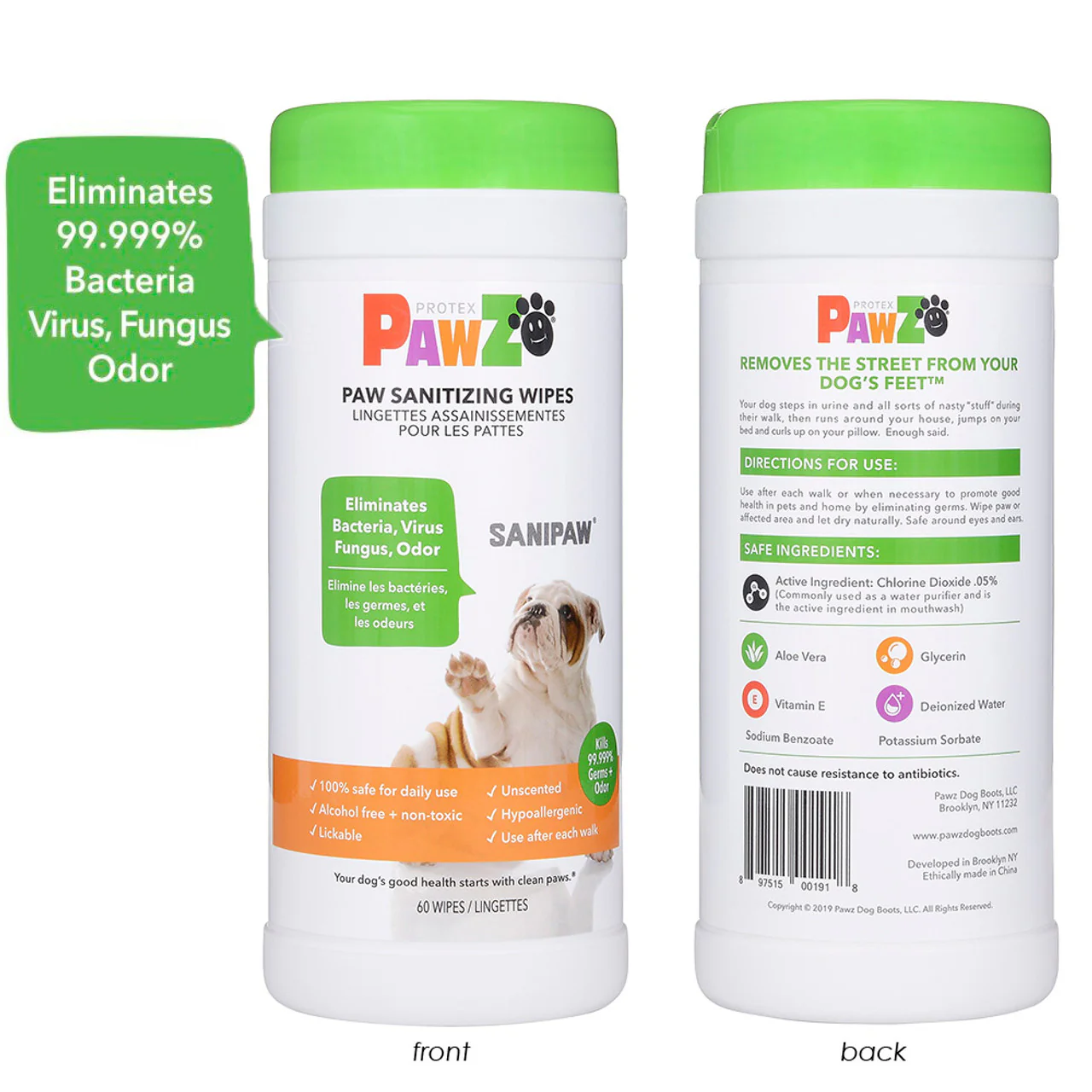 Pawz Dog Sanipaw Wipes, 60ct - Image 1