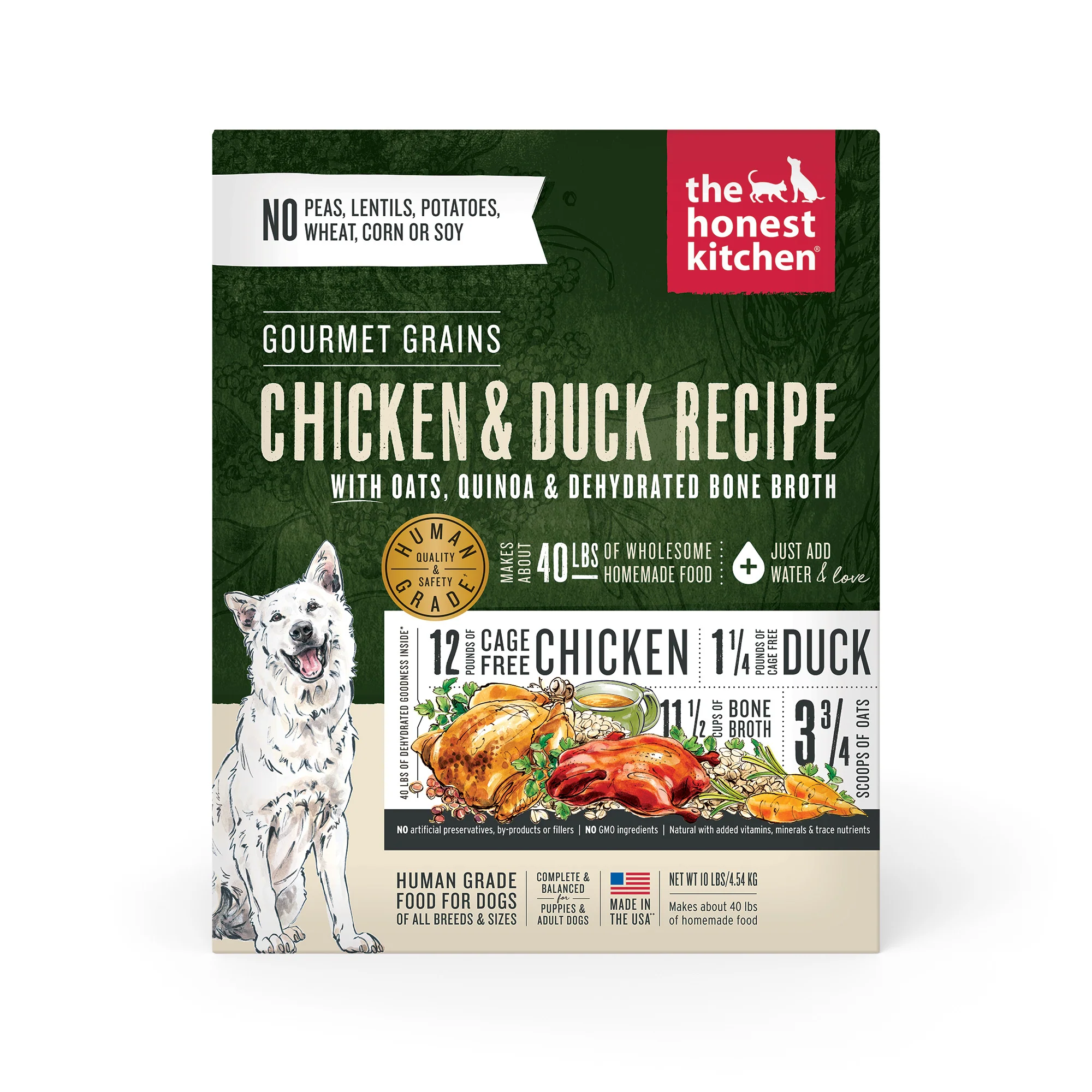The Honest Kitchen Dehydrated Gourmet Grains Chicken & Duck Dog Food 10lb - Image 1