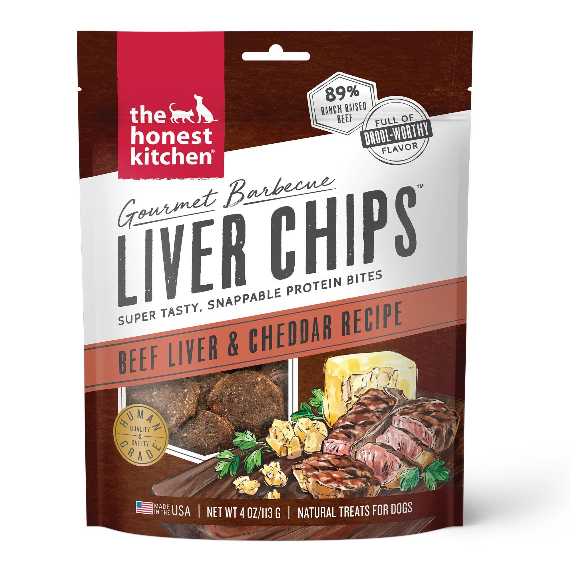 The Honest Kitchen Gourmet Barbecue Liver Chips: Beef Liver & Cheddar Recipe, 4oz - Image 1