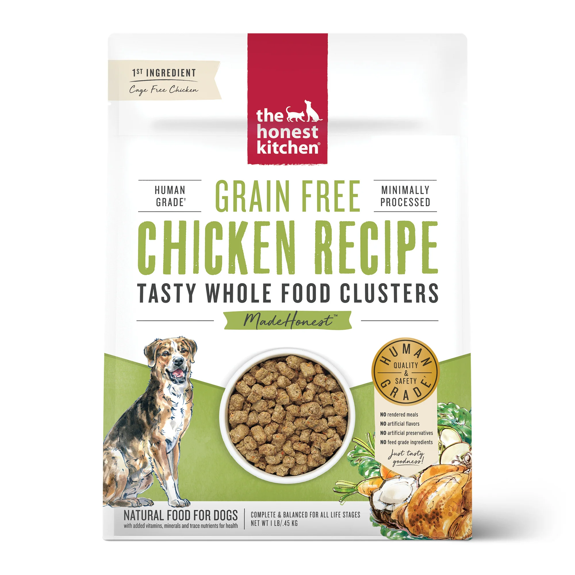 The Honest Kitchen Whole Food Clusters Grain Free Chicken Dry Dog Food 1lb - Image 1