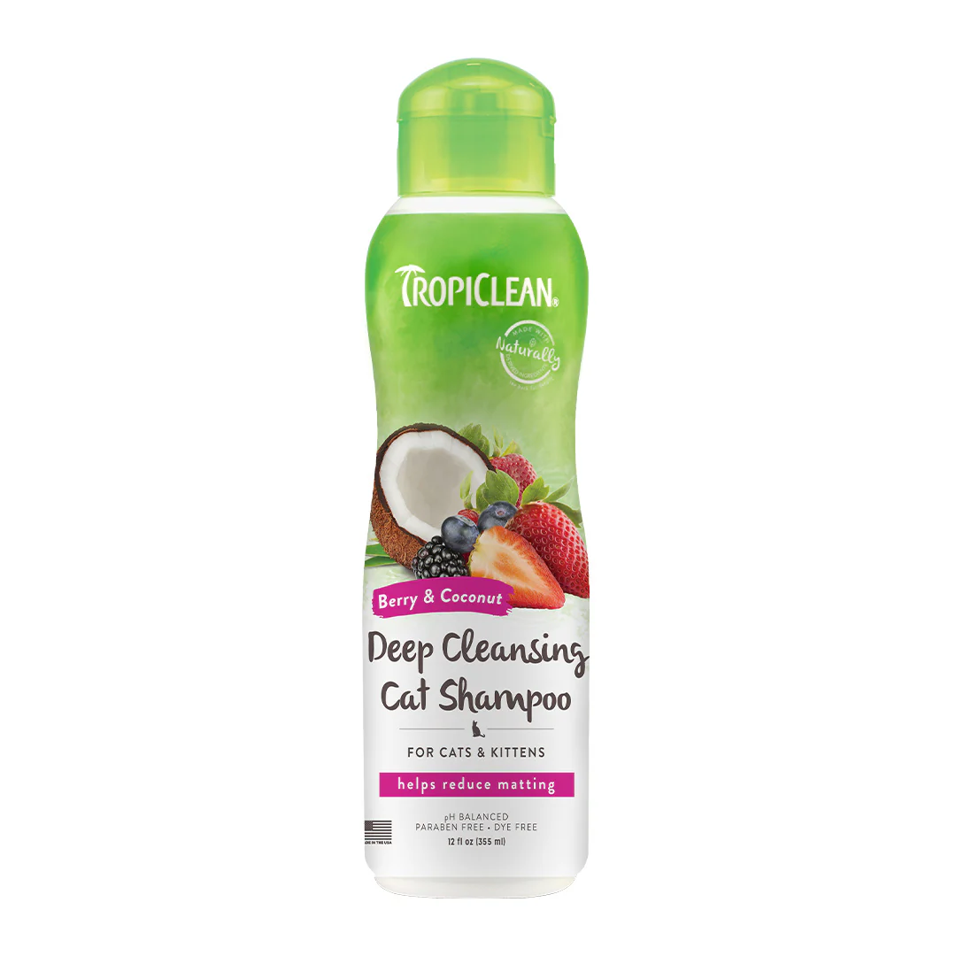 TropiClean Berry & Coconut Deep Cleansing Shampoo for Cats & Kittens, 12oz - Image 1