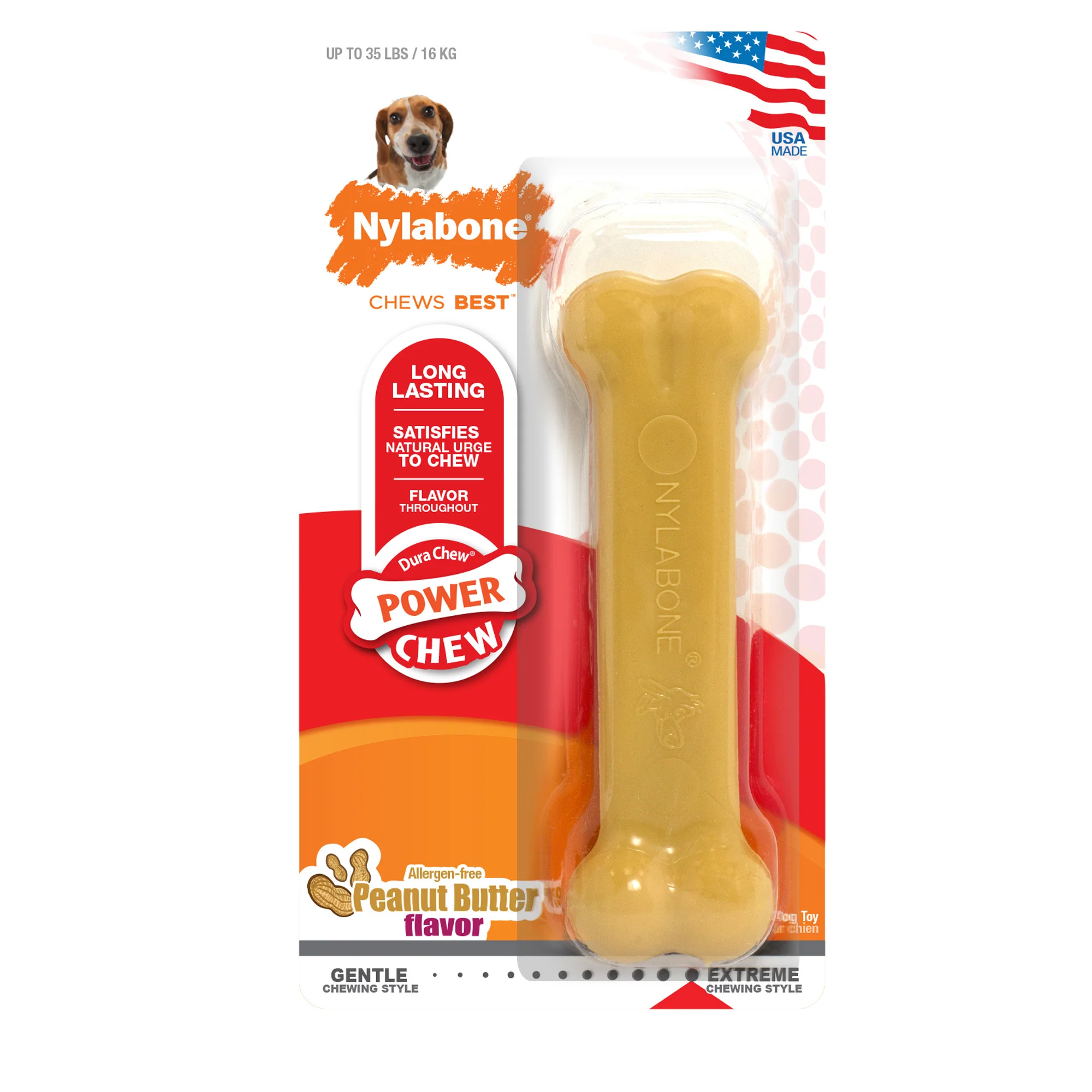 Nylabone Power Chew Dog Toy Peanut Butter Medium/Wolf - Image 1