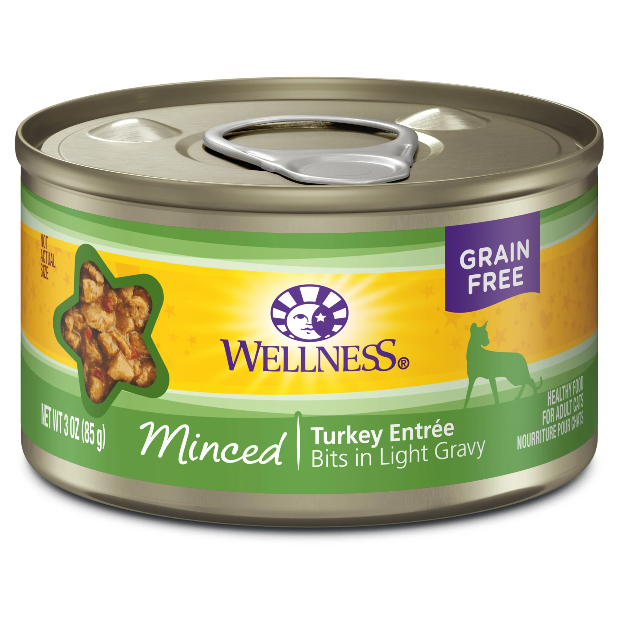 Wellness Complete Health Natural Grain Free Wet Canned Cat Food Minced Turkey Entree 3oz Can - Image 1