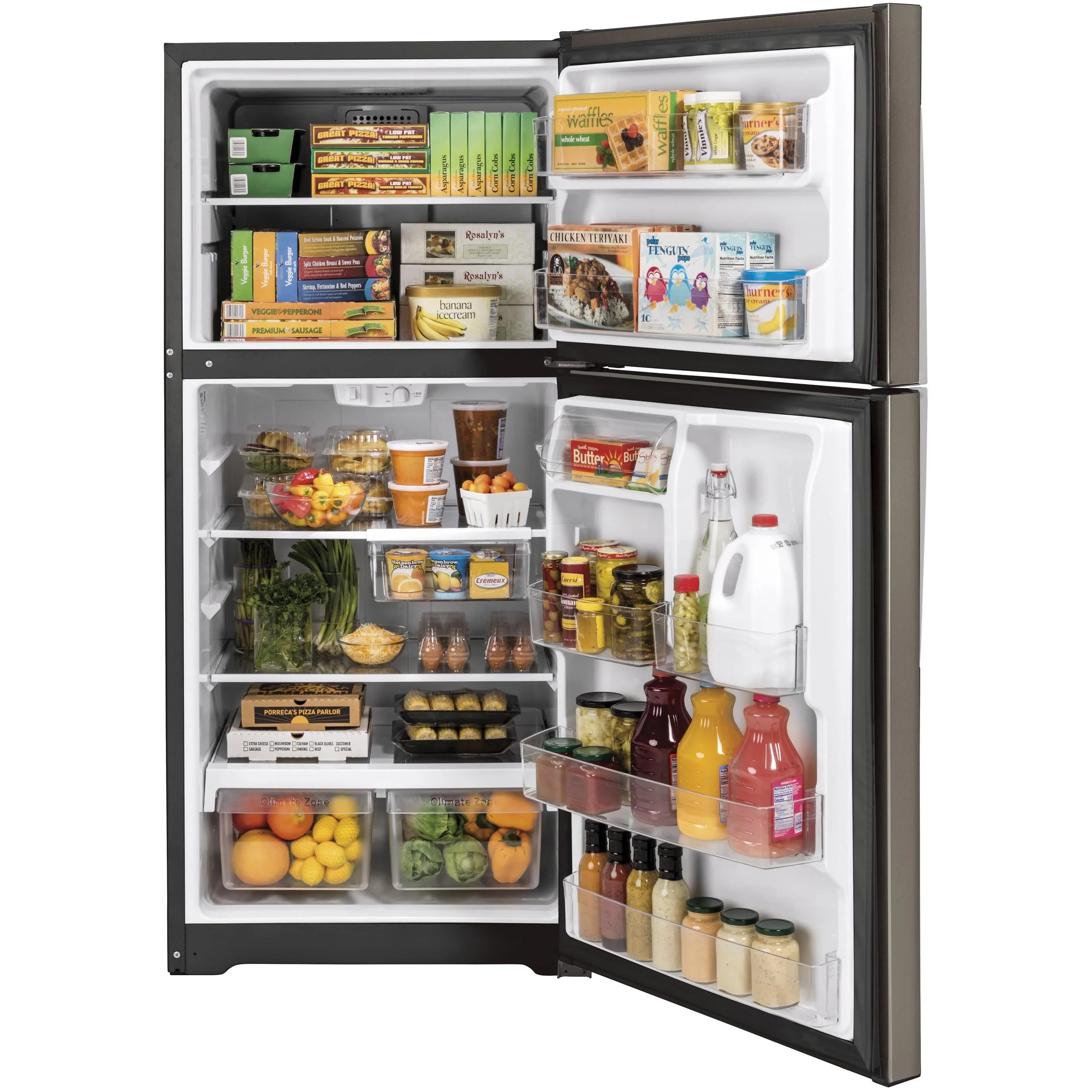 GE 30-inch, 19.1 cu.ft. Freestanding Top Freezer Refrigerator with LED Lighting GTS19KMNRES - Image 3